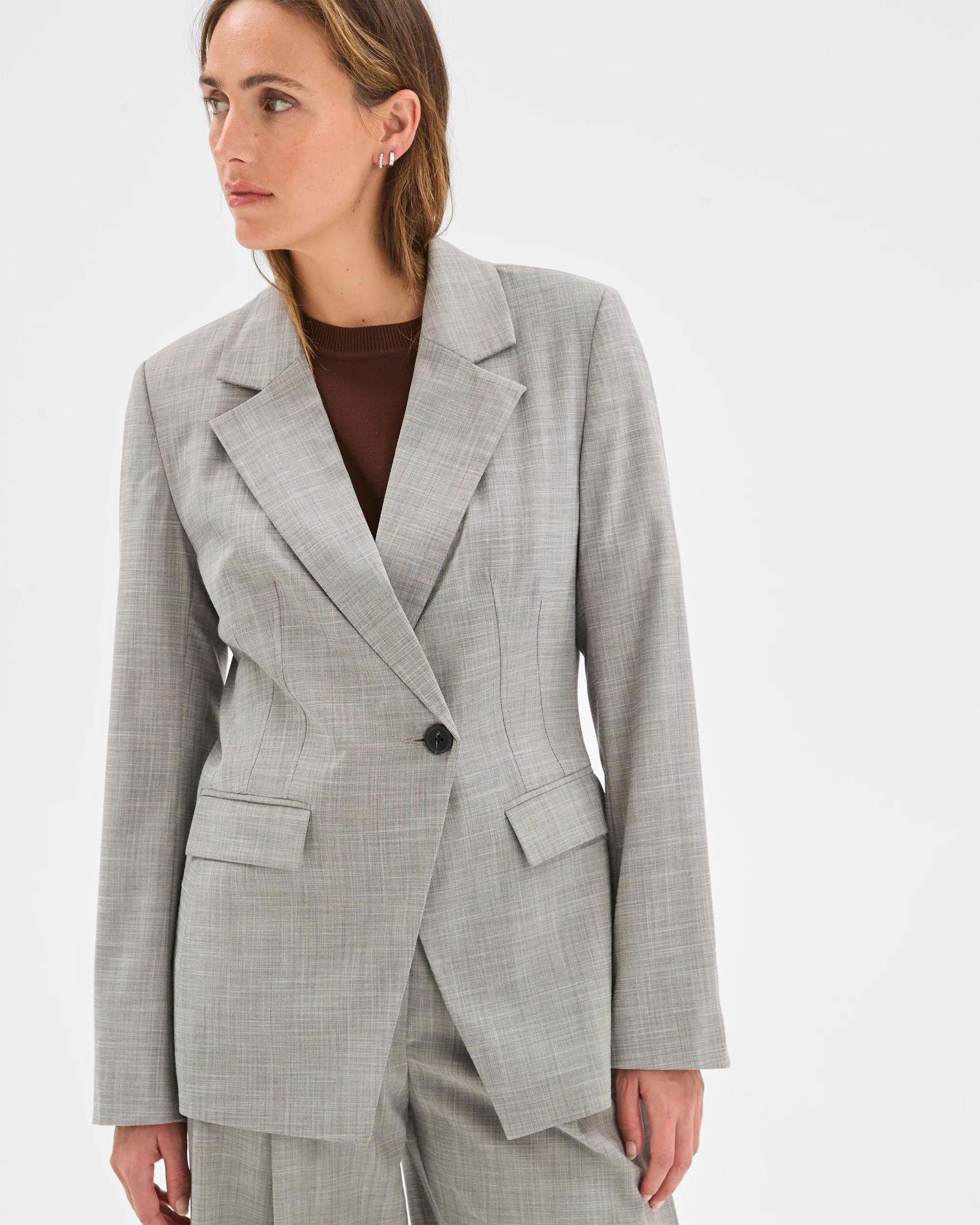 4 Preview Cinched Waist Blazer GREY MELANGE, 4 of 7