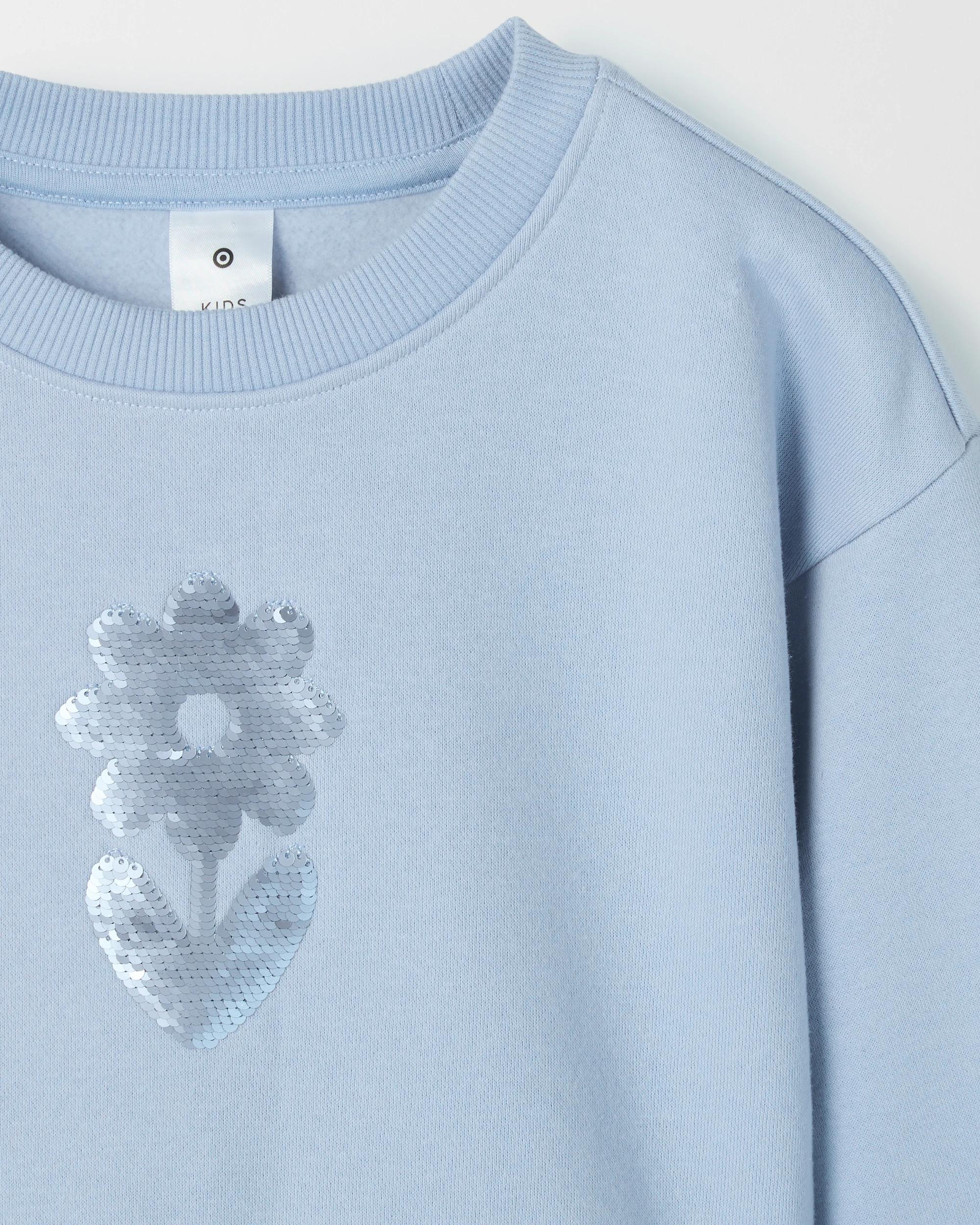 6 Target Kids Australian Cotton Blend Fleece Tulle Jumper Dress BLUE FLOWER, 6 of 6