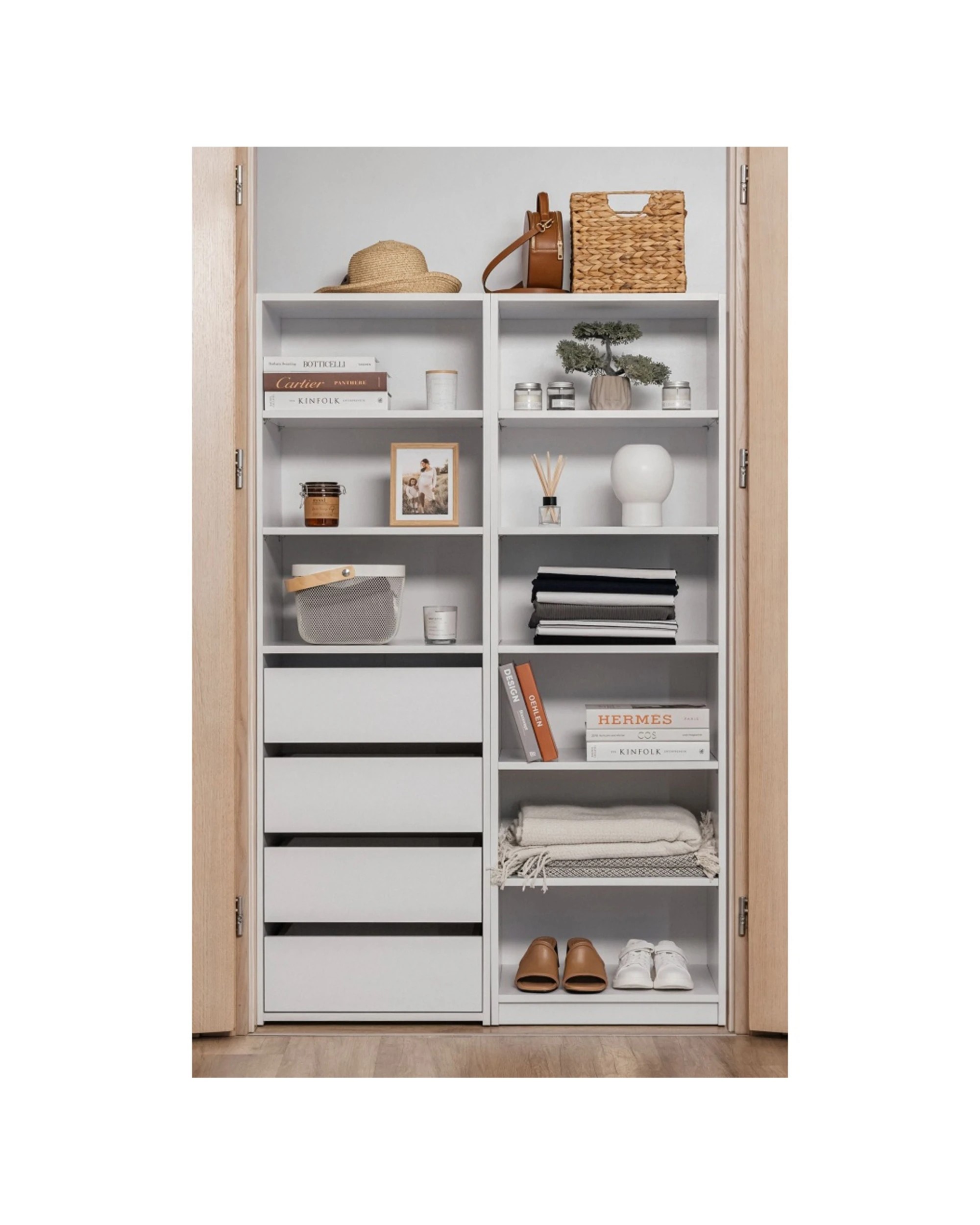2 European Cabinetry Geneva Built In Wardrobe 4 Drawer 3 Shelf Module Classic - White, 2 of 4