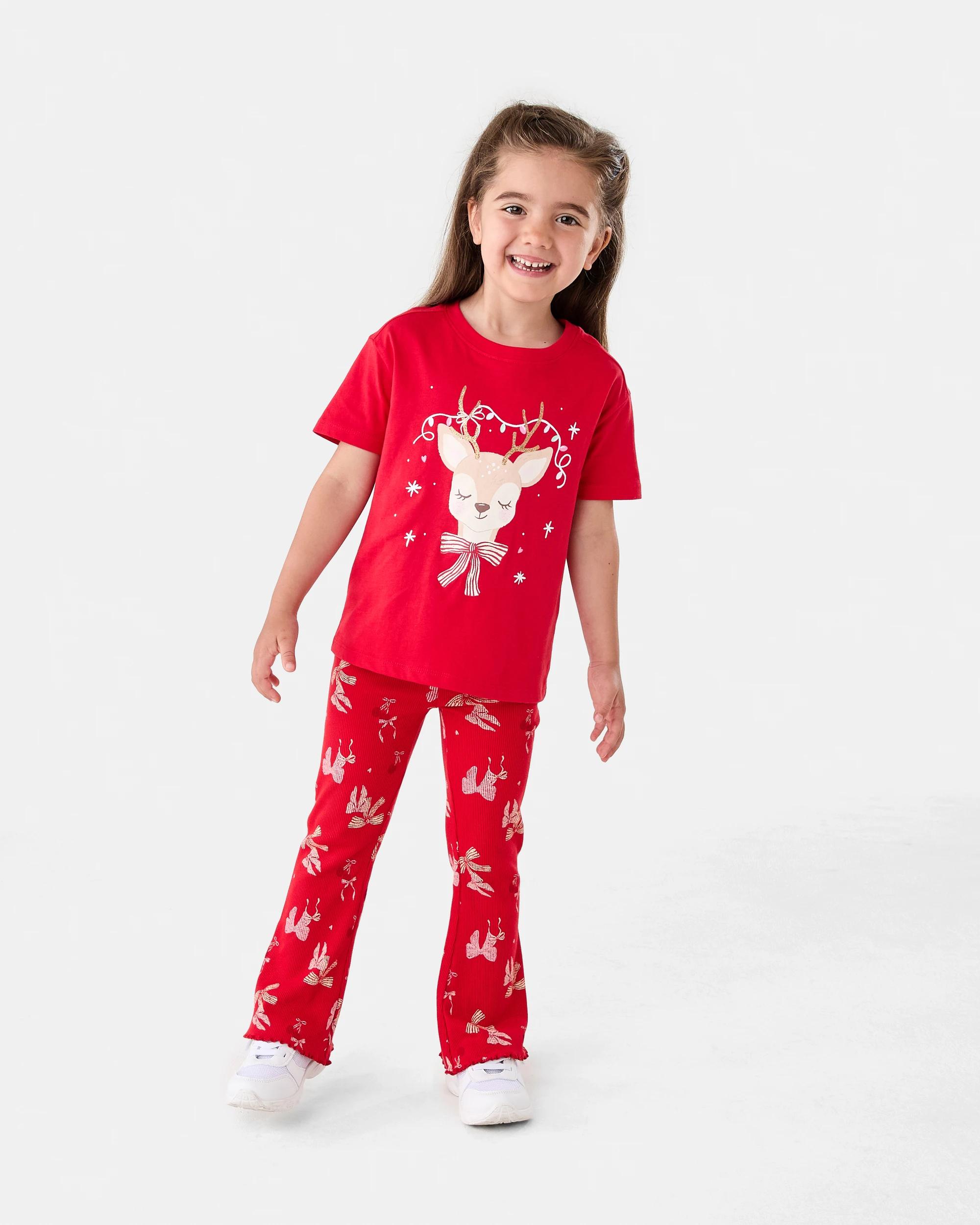 4 Christmas Flare Leggings Red Bows, 4 of 5
