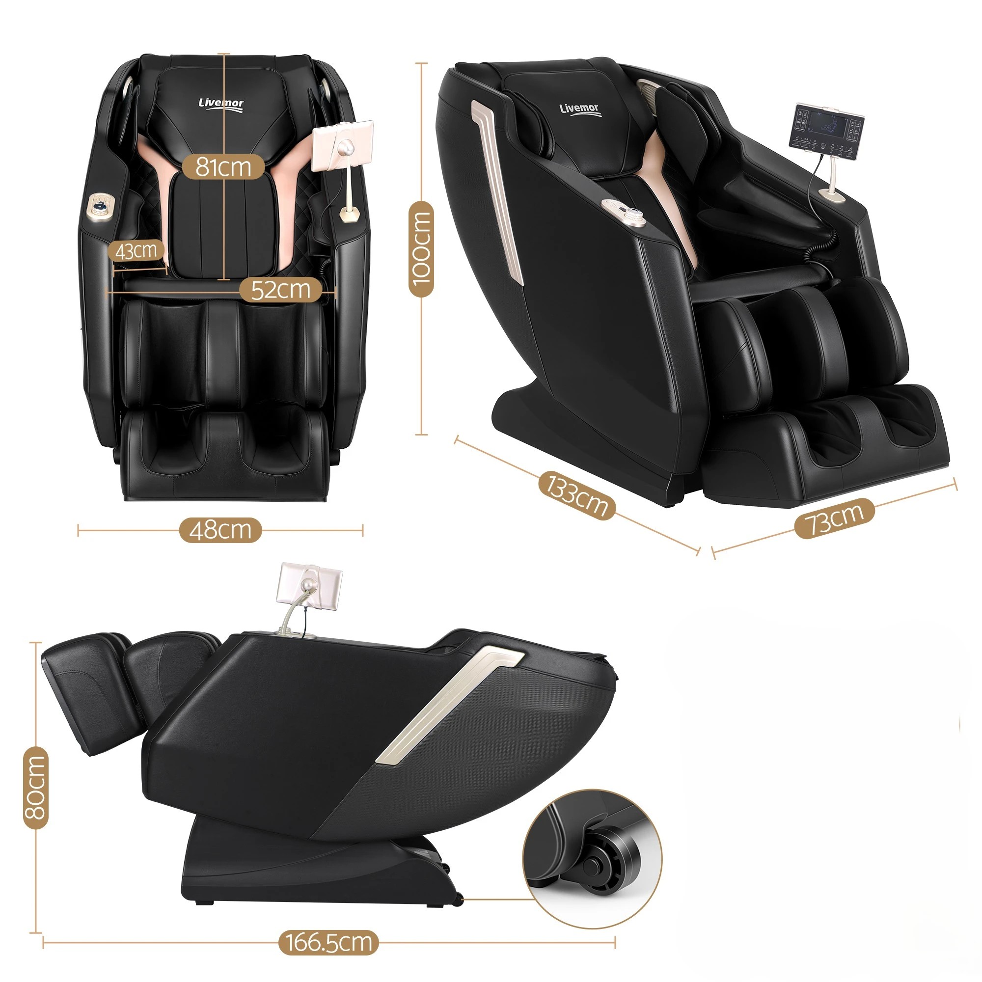 3 Livemor Flex Massage Chair Full Body 2026 Zero Gravity Recliner with Heat 24 Airbags Voice Control - Black, 3 of 10