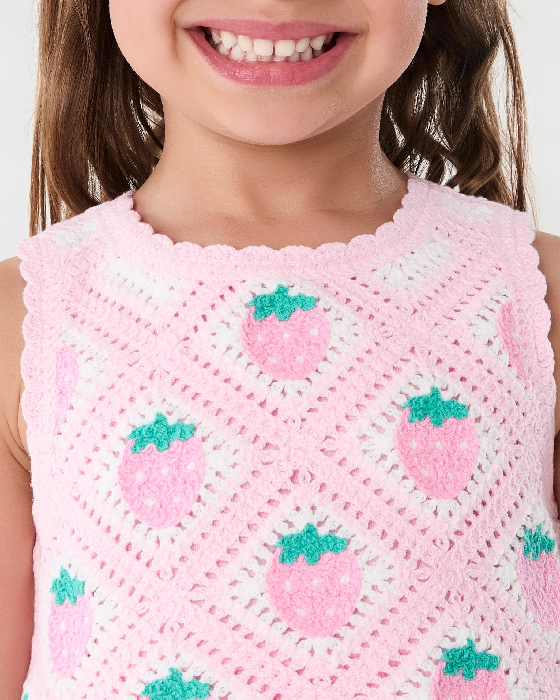 4 Crochet Bib Dress Rose Pink, 4 of 6