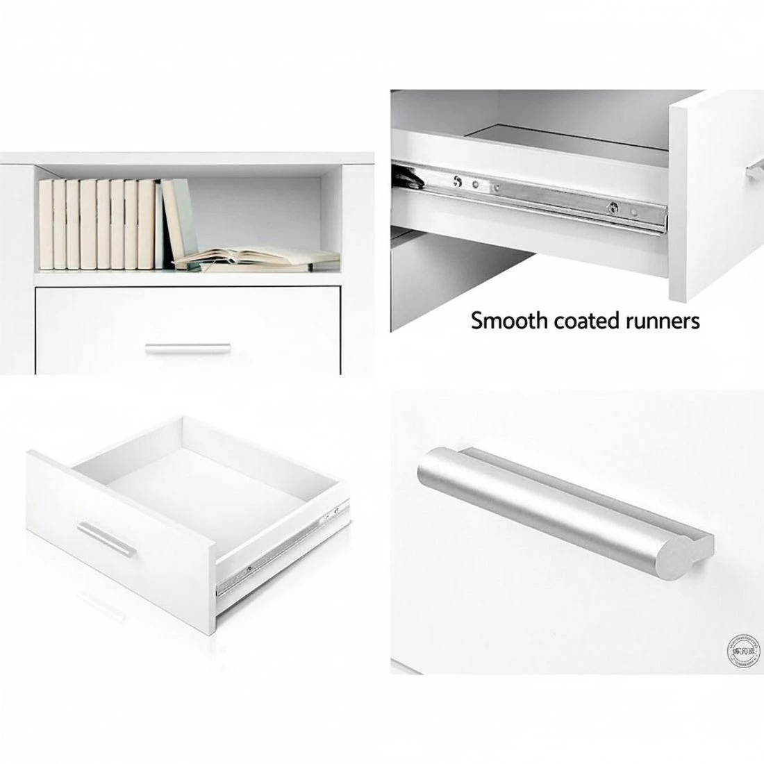 6 Artiss Bedside Table 2 Drawers with Shelf - White, 6 of 10