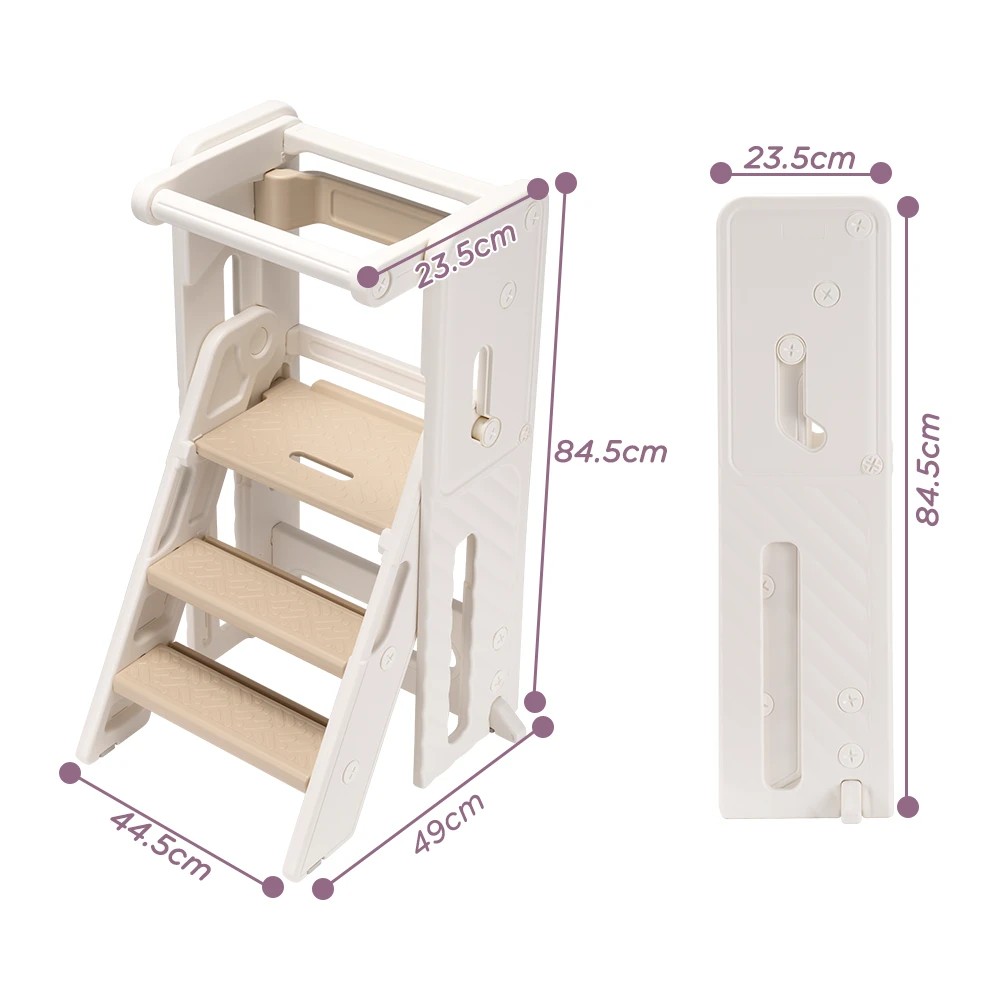 2 PlayPals Foldable Toddler Tower Kitchen Helper with Safety Rail - Brown, 2 of 3