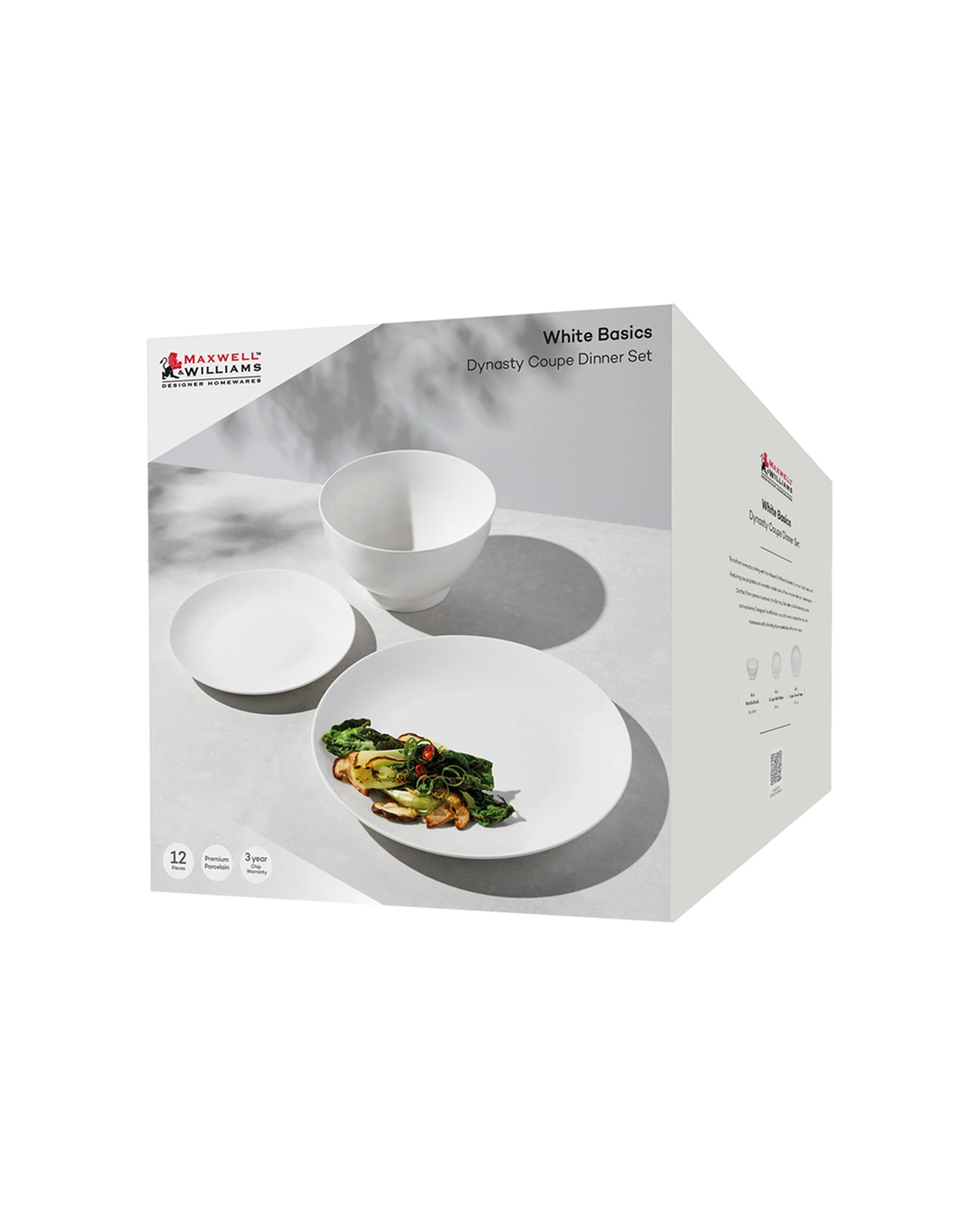 8 Maxwell & Williams 12pc Basics Dynasty Coupe Porcelain Dinner Set For Everyday
 - White, 8 of 9