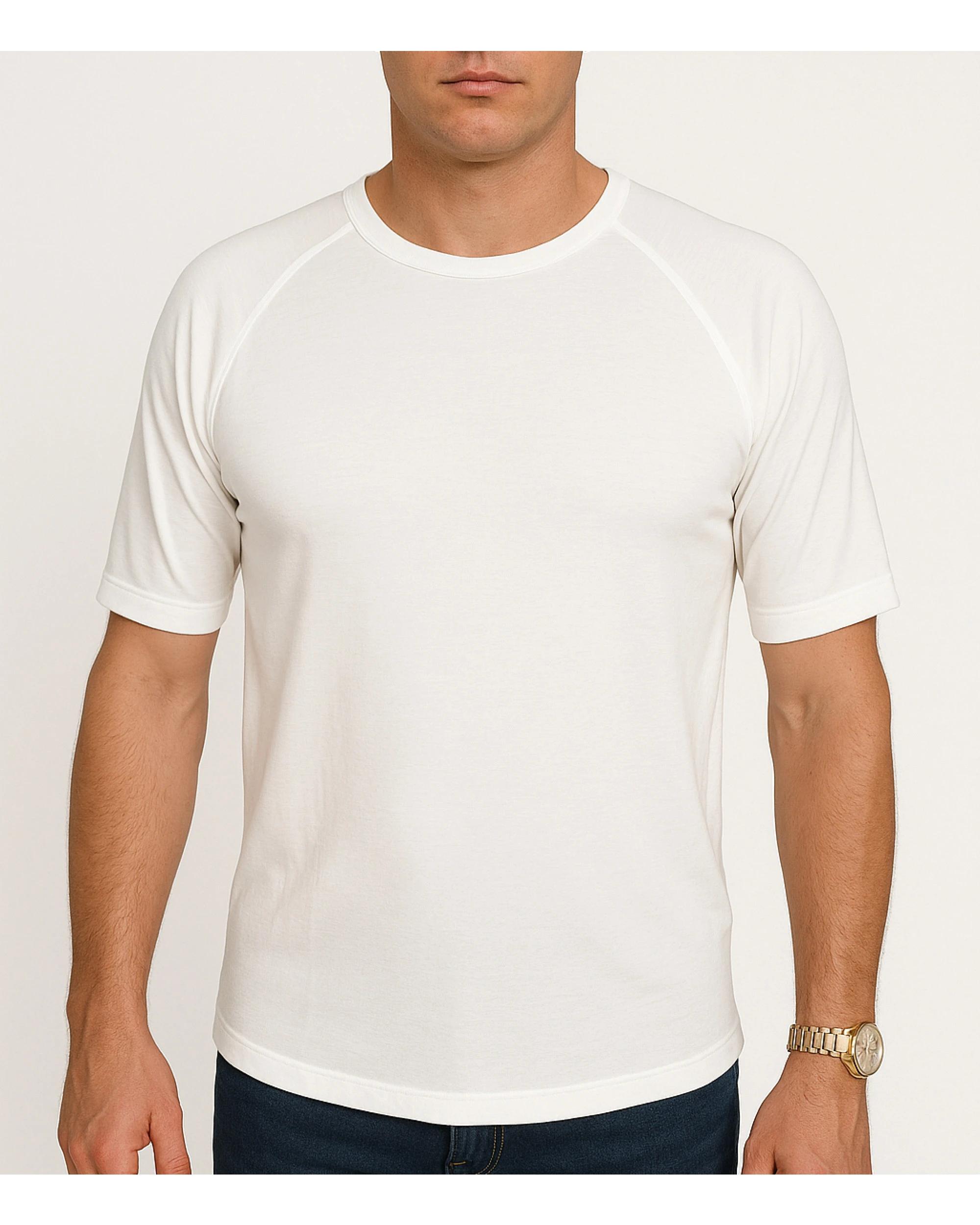 BR Home Mens Merino Wool Blend Short Sleeve Thermal Top in Natural L ...