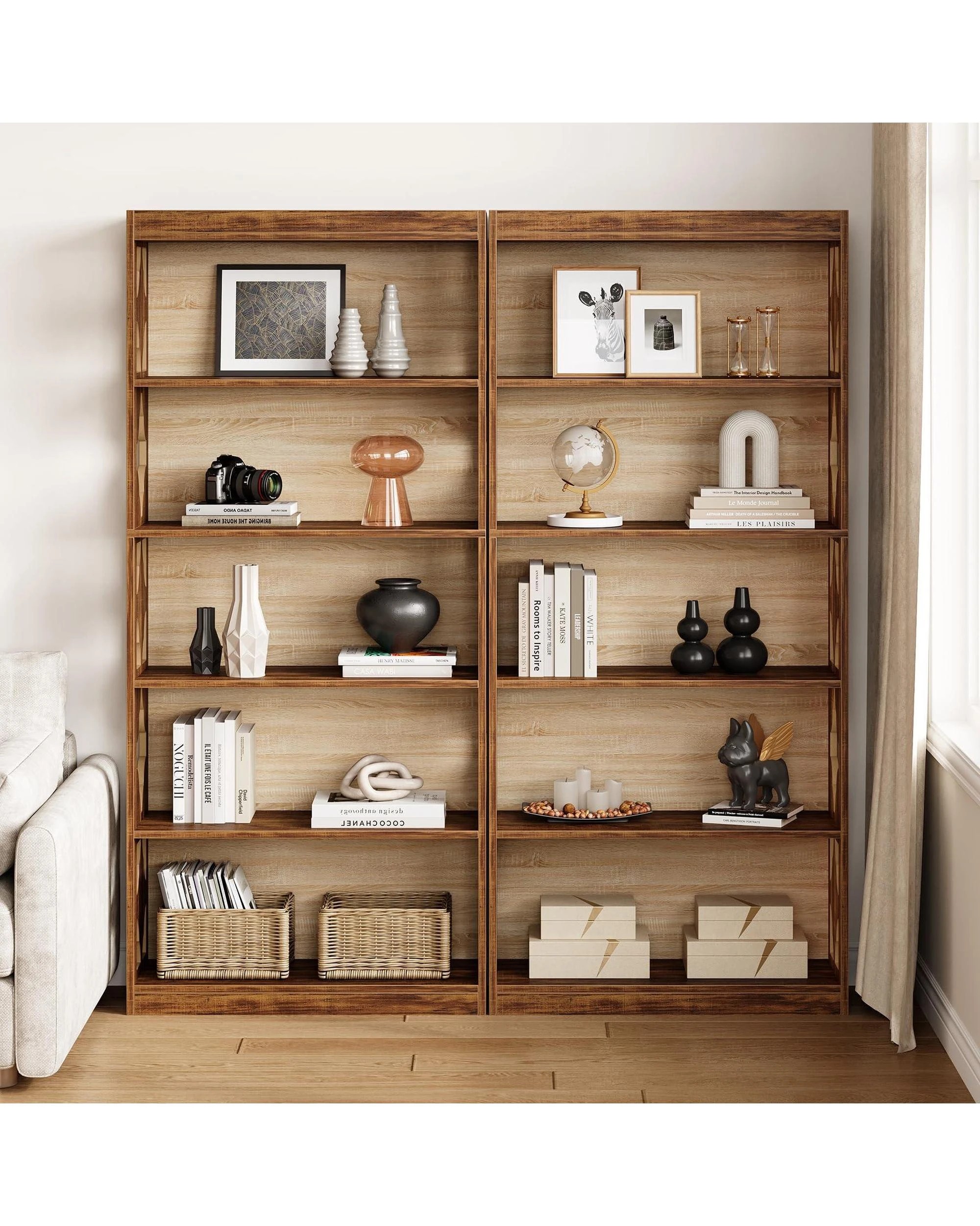 OAKORY 179cm Storage Shelf, Six Tier Bookcase Anti Tip Backboard - Kmart