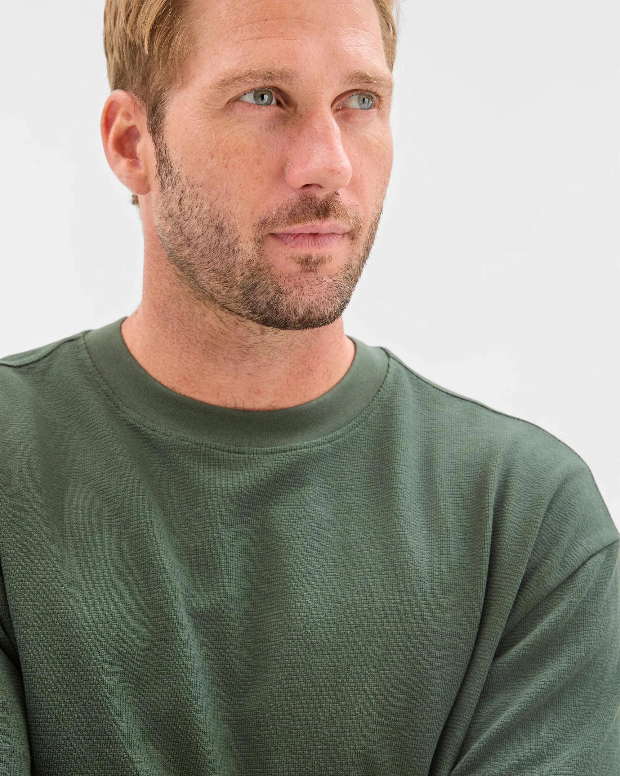 5 Target Australian Cotton Blend Long Sleeve Textured T-Shirt DARK GREEN, 5 of 6