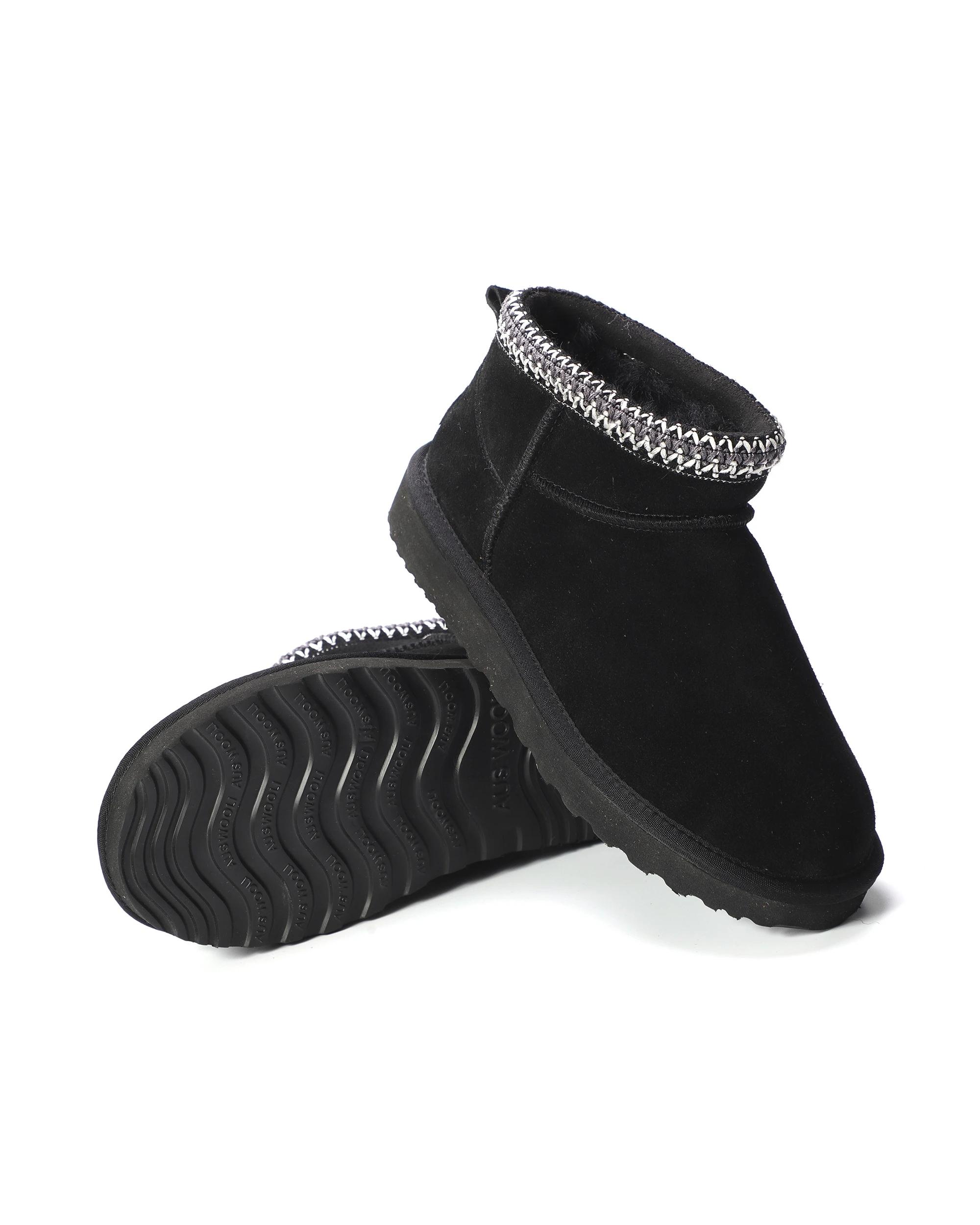 3 AUS WOOLI Altona Sheepskin Ankle Braid UGG Boots BLACK, 3 of 6