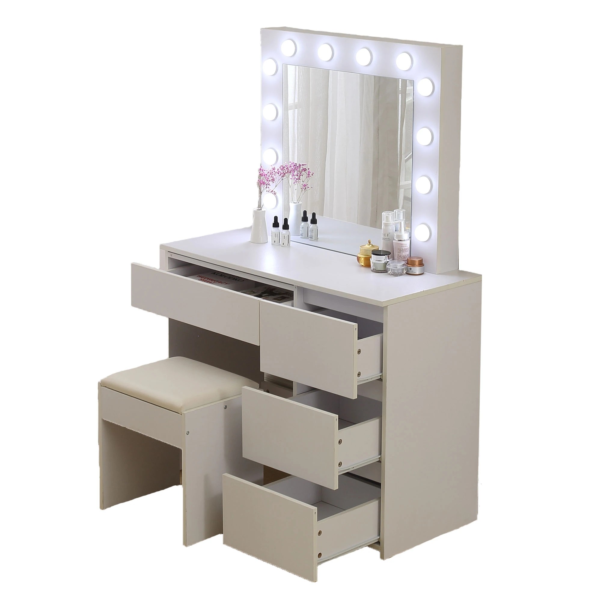 9 Levede Led Mirrordressing Table Set, 9 of 9