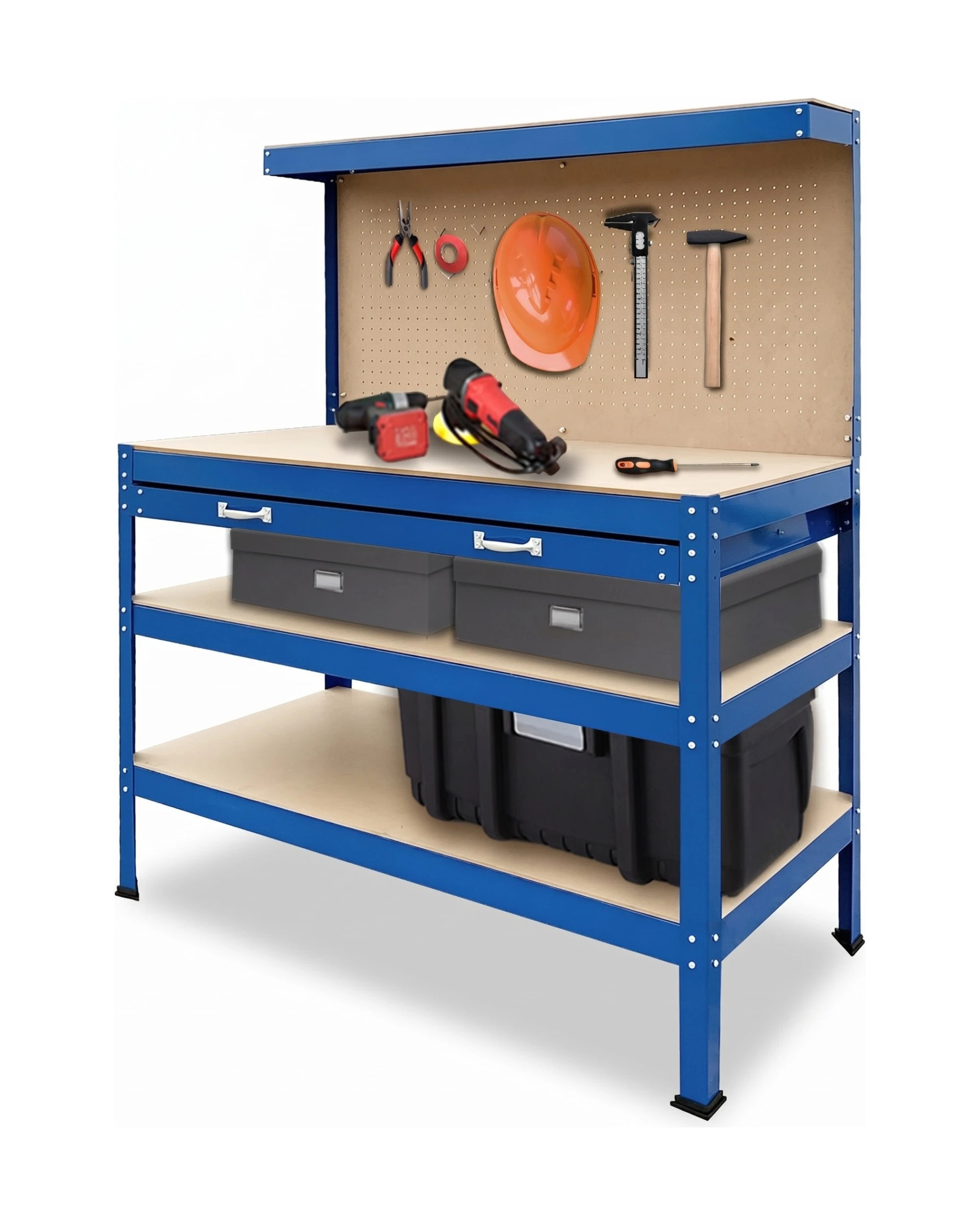 9 3-Layered Work Bench Garage Storage Table Tool Shop Shelf - Blue, 9 of 10