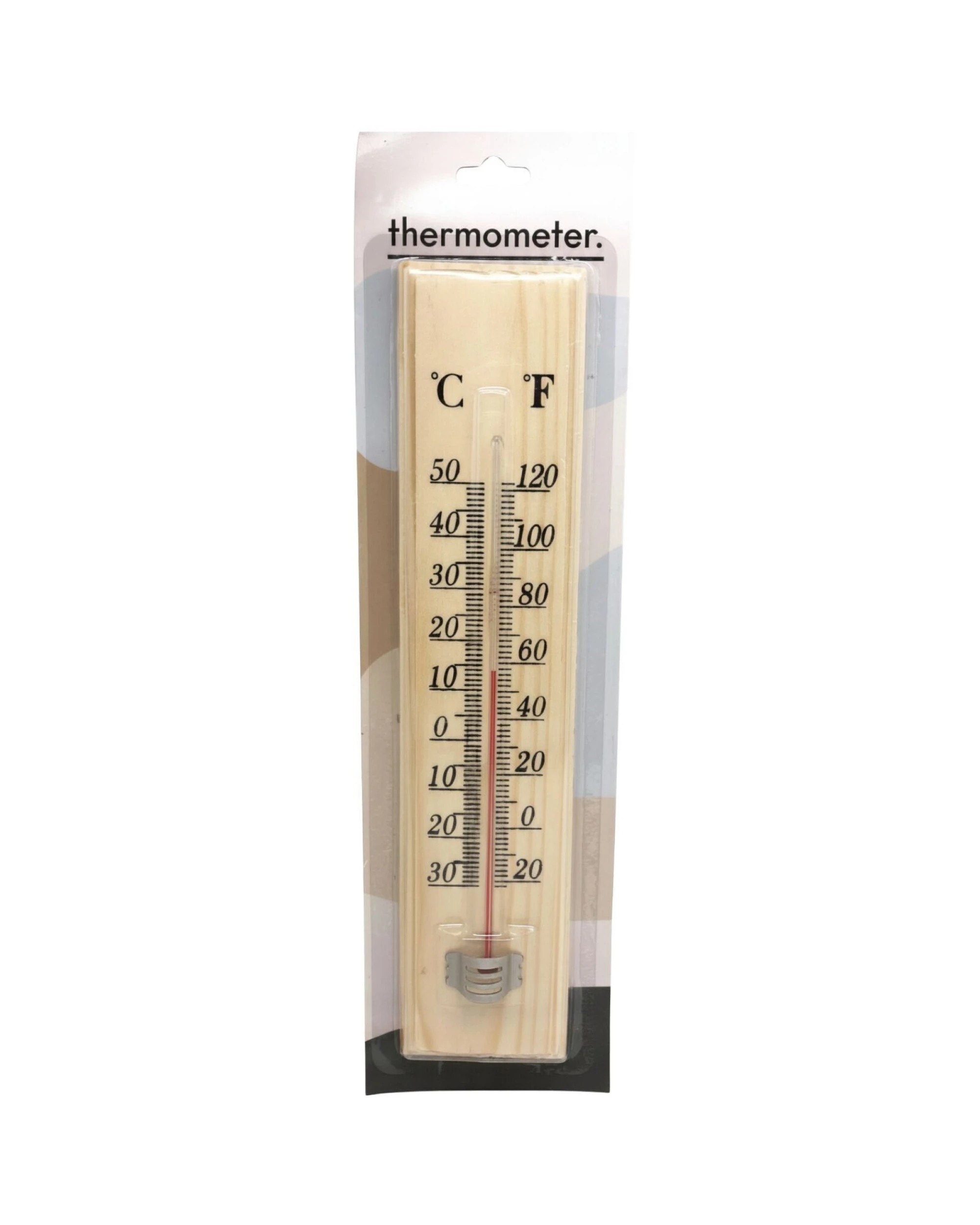 1 BR Home Wooden Thermometer with Glass Sensor for Indoor and Outdoor Use, 1 of 3