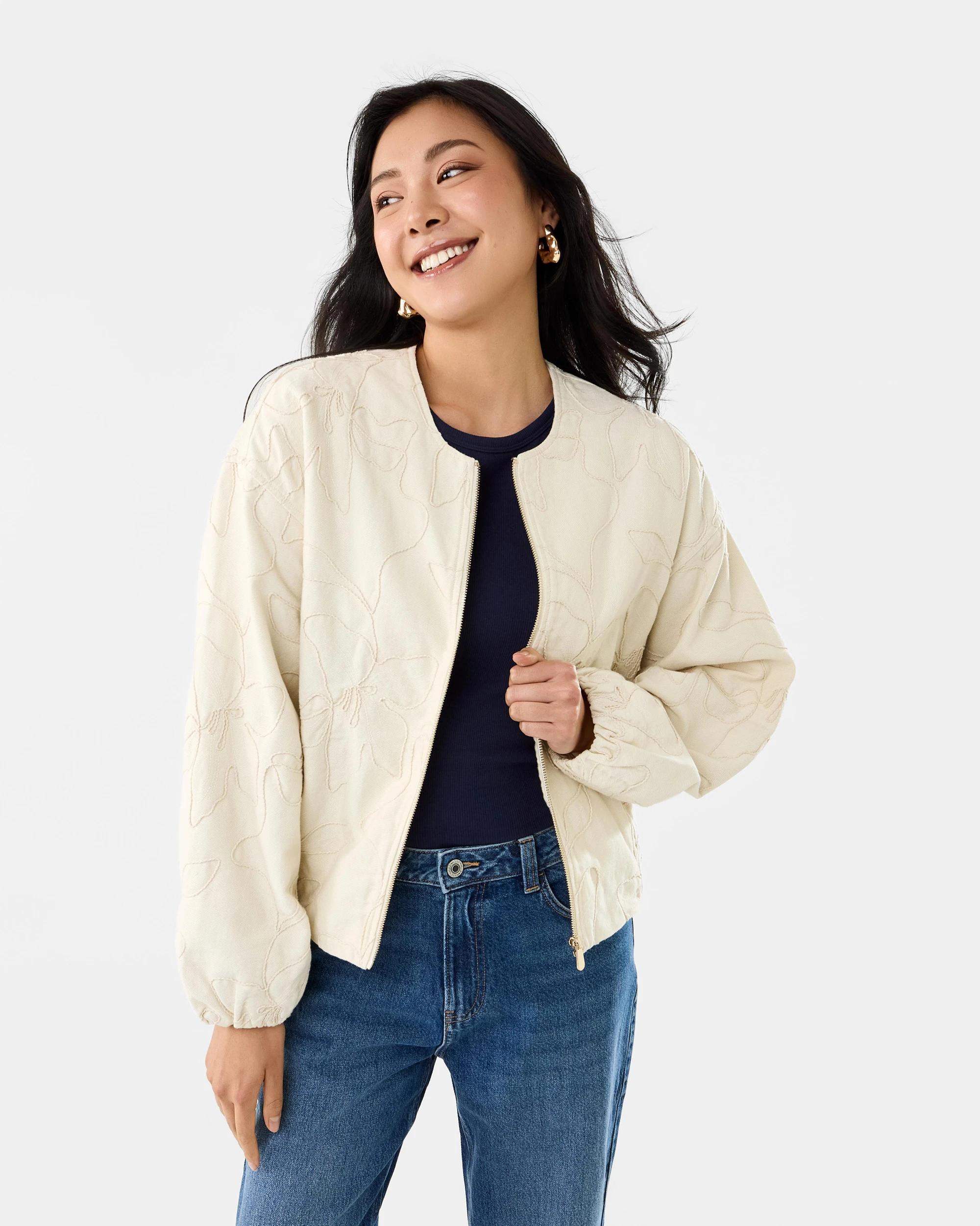 2 Embroidered Bomber Jacket Cld White, 2 of 9