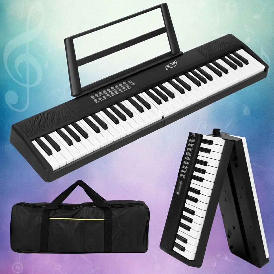 5 Alpha 61 Keys Foldable Electronic Piano Keyboard Digital Electric w/ Carry Bag - Black, 5 of 5
