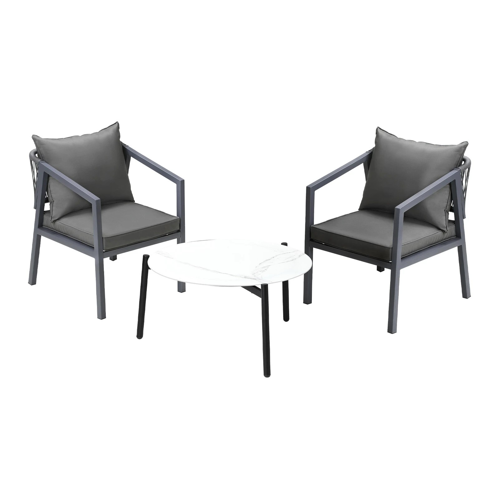 8 Livsip 3PCS Outdoor Patio Setting Furniture Lounge Set White 70cm Coffee Table - Multi, 8 of 9