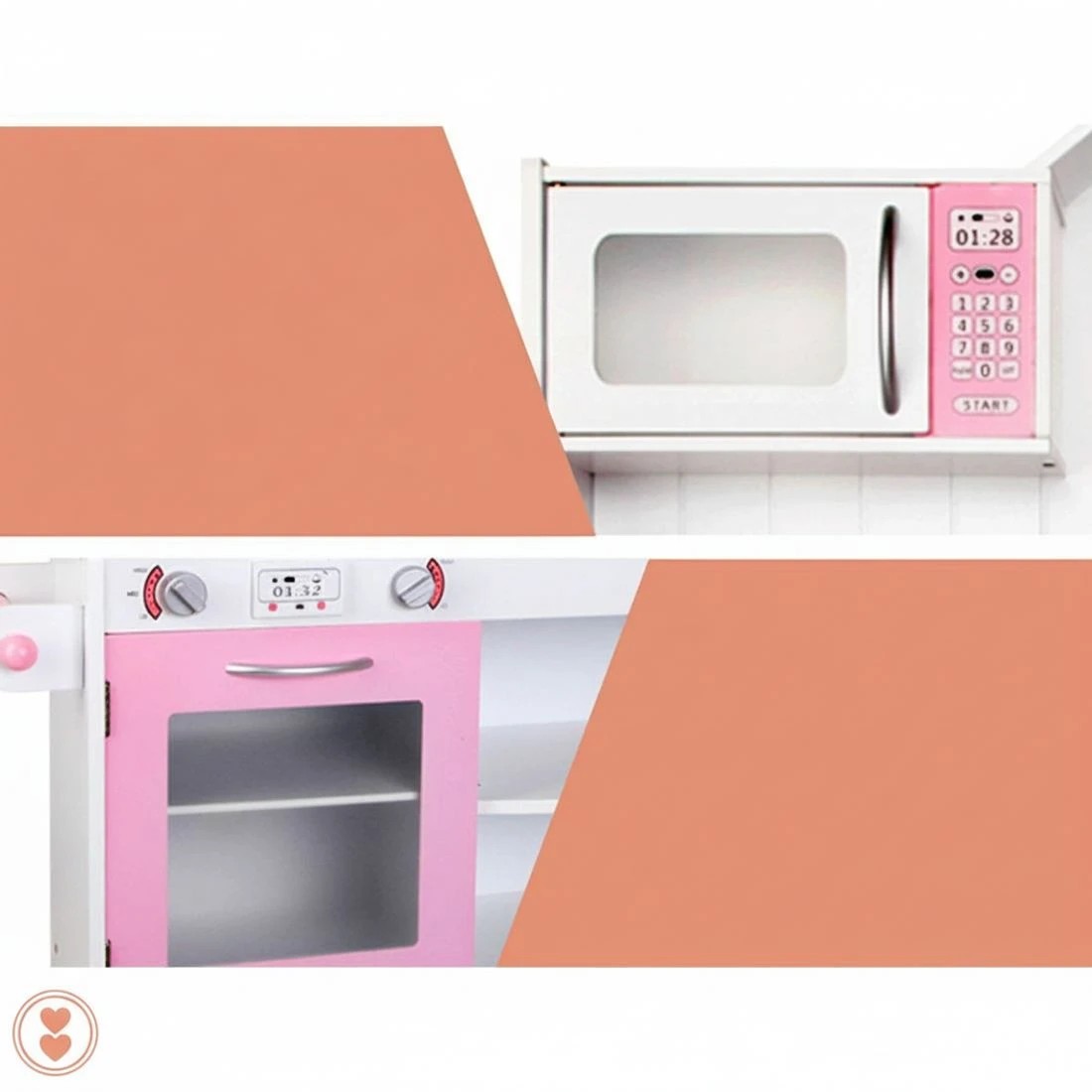 5 Keezi Kids Kitchen Play Set Wooden Pretend Toys Cooking Children Storage Cabinet - White, 5 of 6