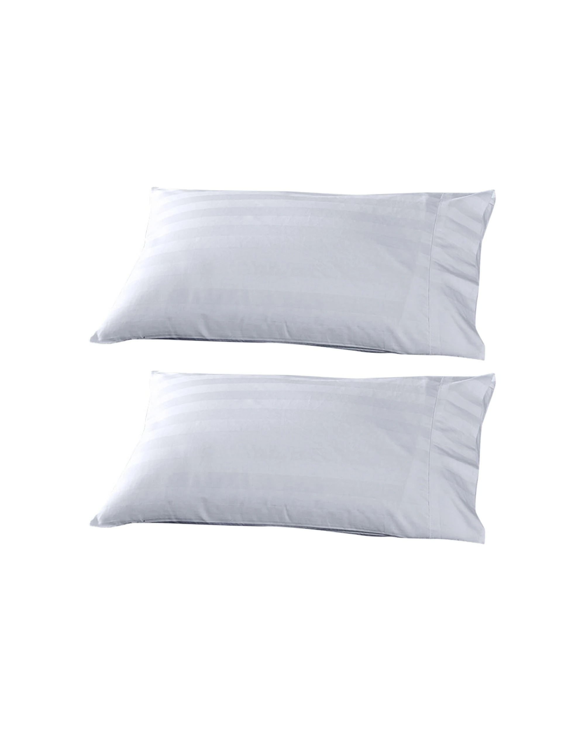 1 Cotton More 2pc 100% Cotton Pillowcases Sateen Striped 48x73cm - White, 1 of 3