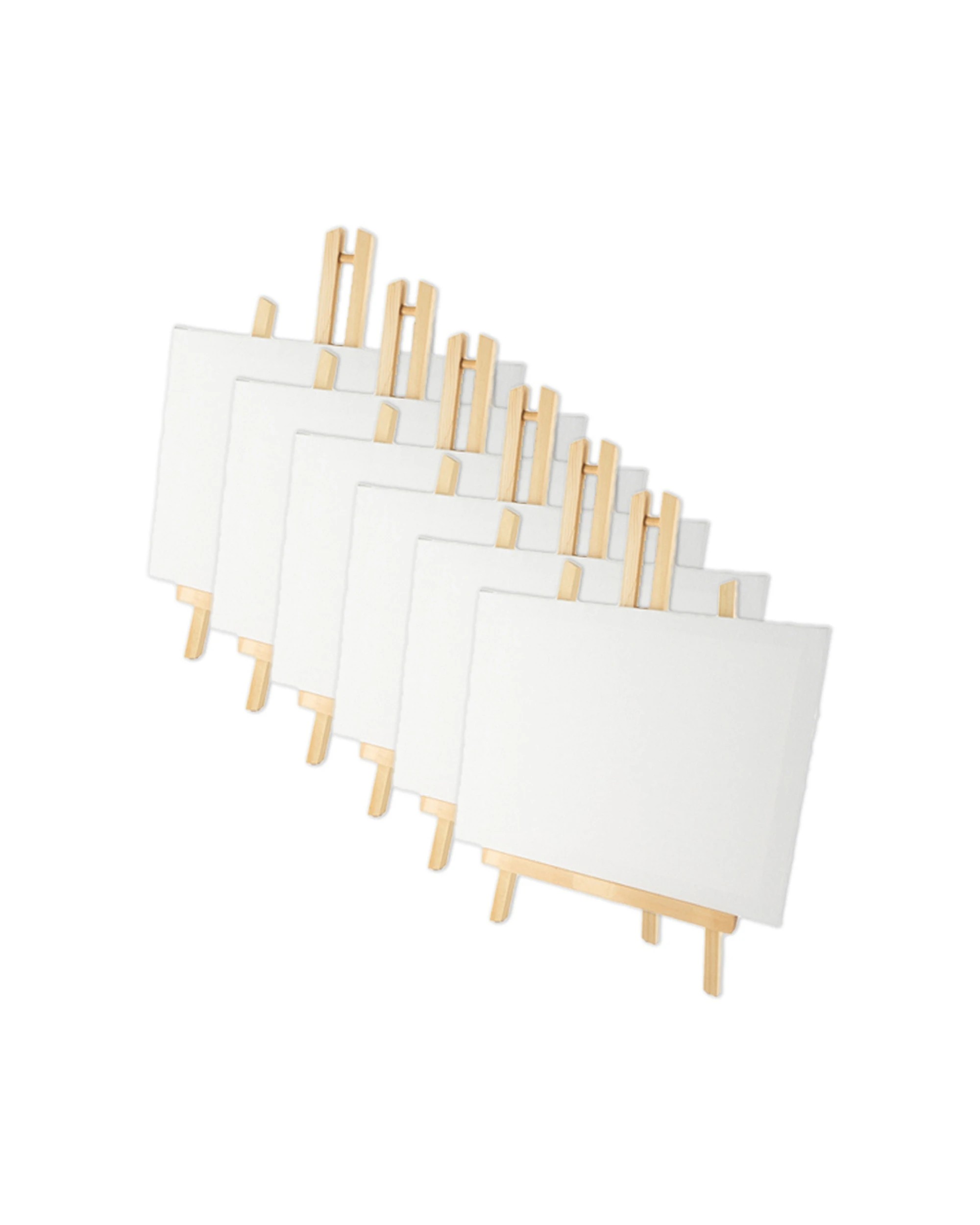 1 Art Boxd 6PK 18cm Stretched Arts & Craft Canvas 280gsm With Wooden Easel Medium Thick - Natural, 1 of 1