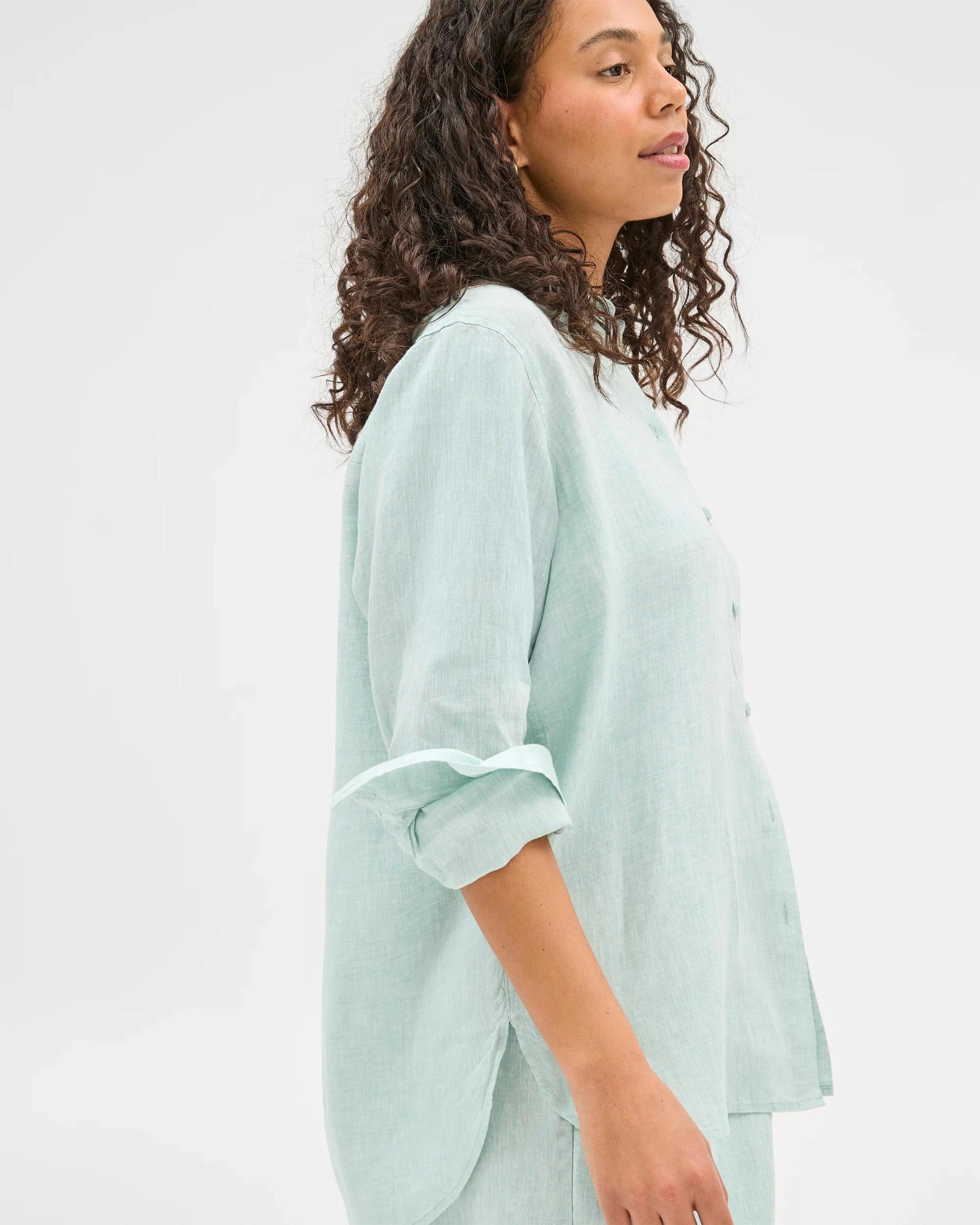 2 Target European Linen Long Sleeve Shirt AQUIFER X-DYE, 2 of 6