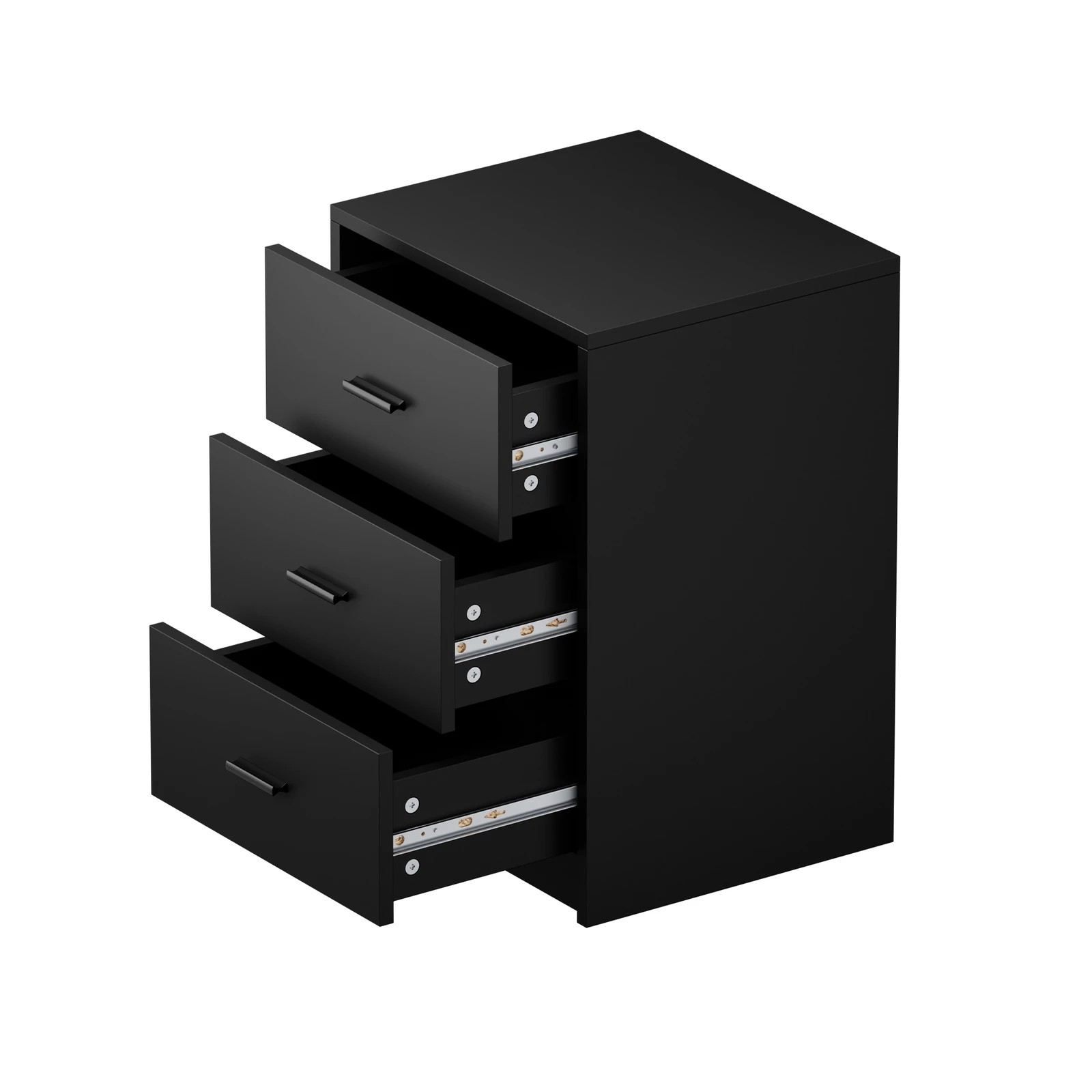 8 Oikiture Bedside Table 3 Drawers Nightstand Bedroom Storage Side End - Black, 8 of 9