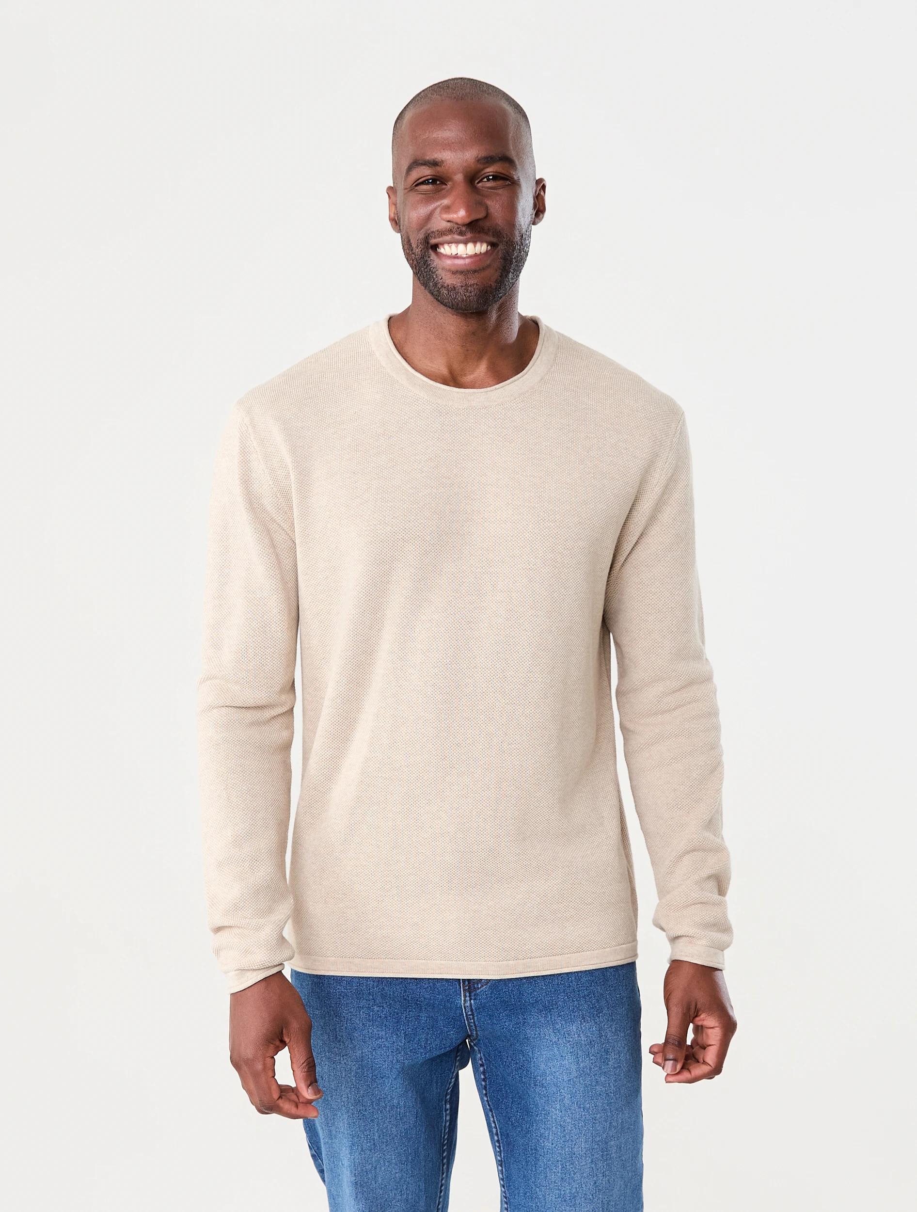 1 Lightweight Textured Knit Jumper Oat Marle, 1 of 6