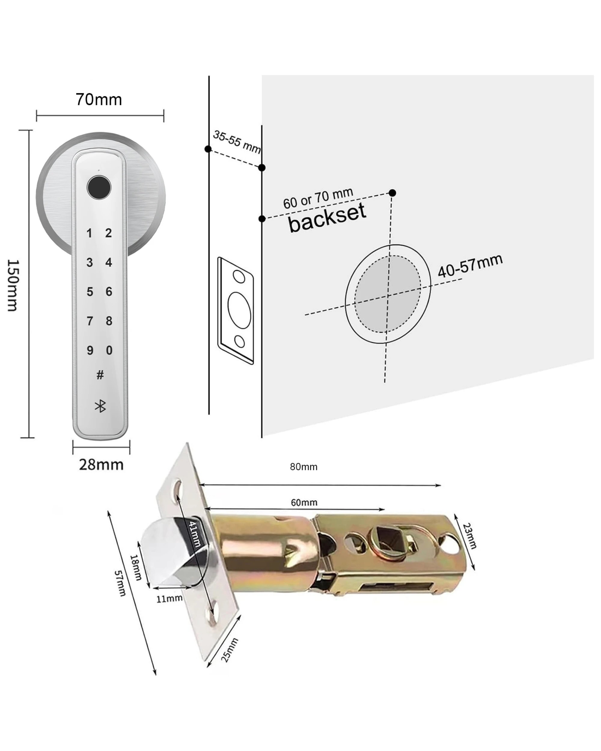 2 Advwin 2PCS Fingerprint Smart Door Lock with Handle - Silver, 2 of 7