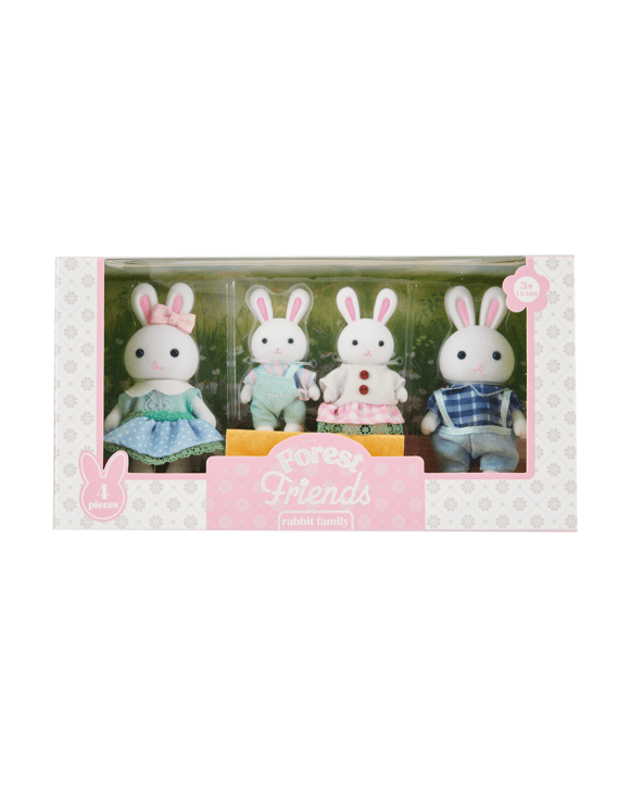 4 Piece Forest Friends: Rabbit Family Playset