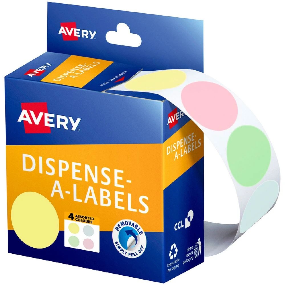 1 Avery Dispenser Dot Stickers 24mm 300 Pack Assorted Pastel, 1 of 1