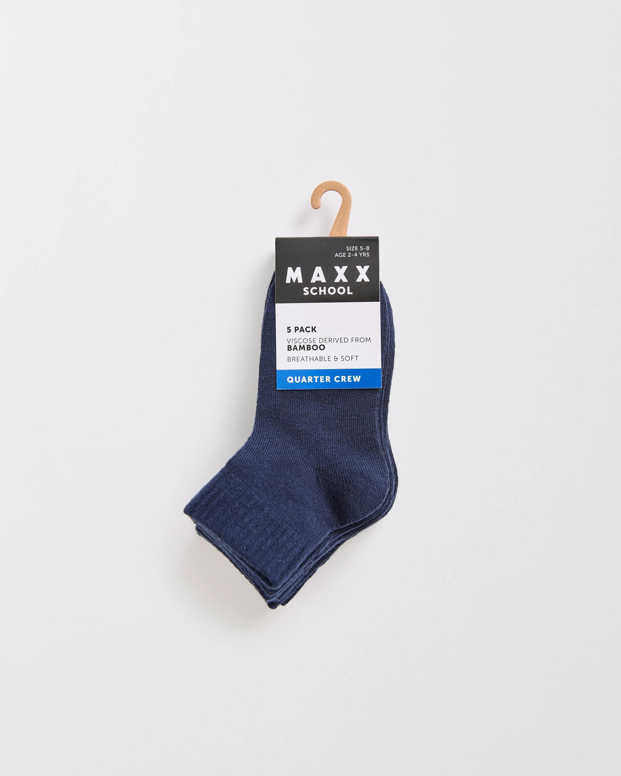 3 Maxx Bamboo 5 Pack School Quarter Crew Socks NAVY, 3 of 3