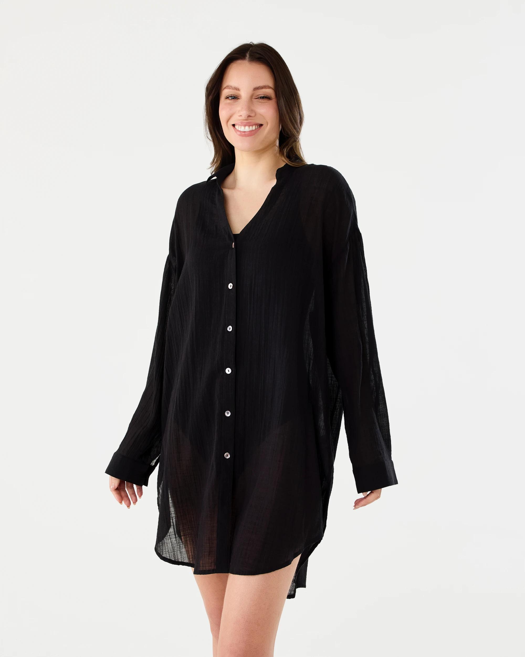 1 Cover Up Shirt Black, 1 of 8