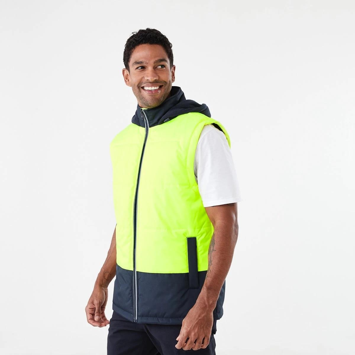 3 Hi-Visibility Hooded Puffer Vest Yellow, 3 of 7