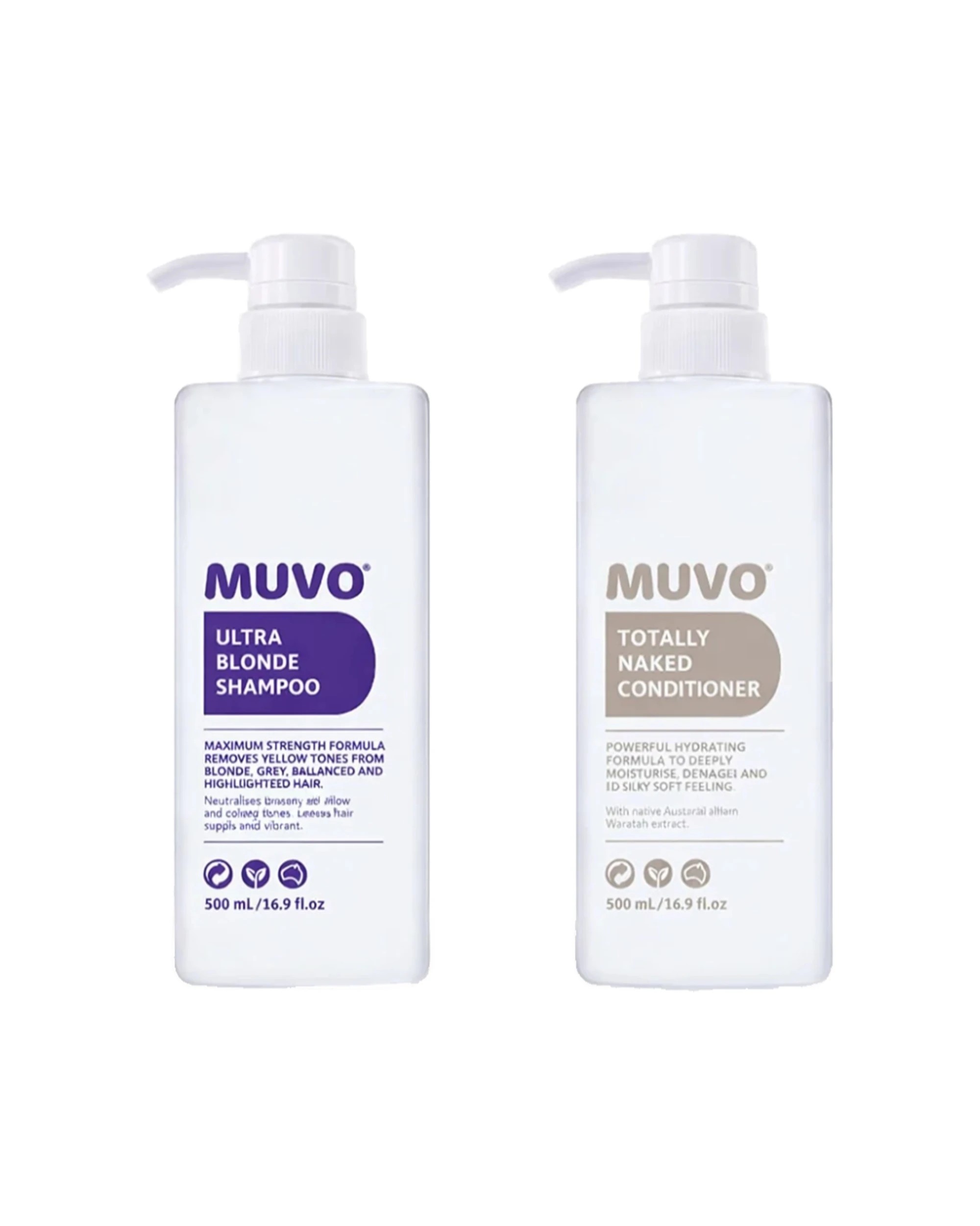 1 Muvo 2pc Ultra Blonde Shampoo & Totally Naked Conditioner Set 500ml - White, 1 of 1