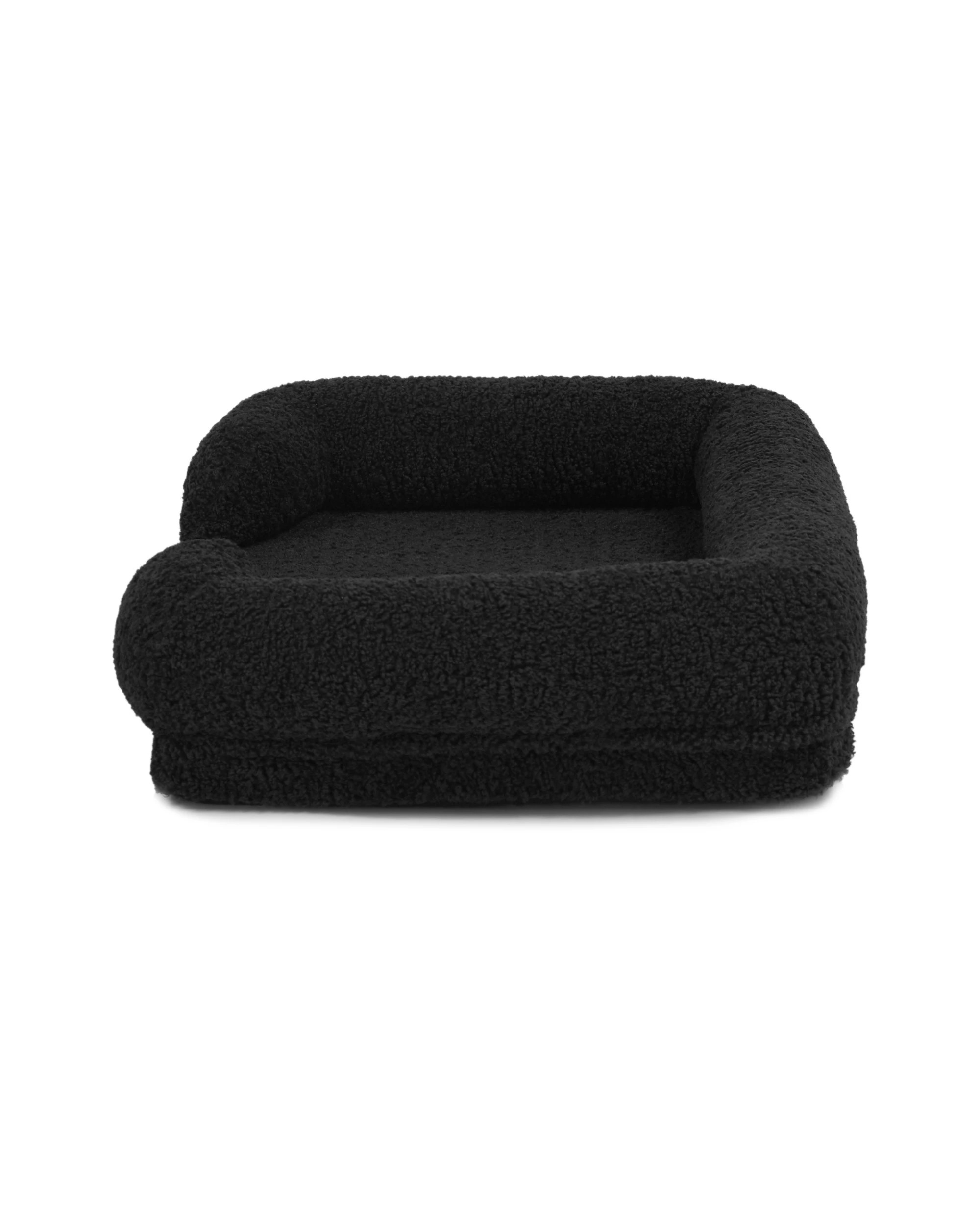6 Charlie's Teddy Fleece Orthopedic Memory Foam Sofa Dog Bed with Bolster Medium - Charcoal, 6 of 9
