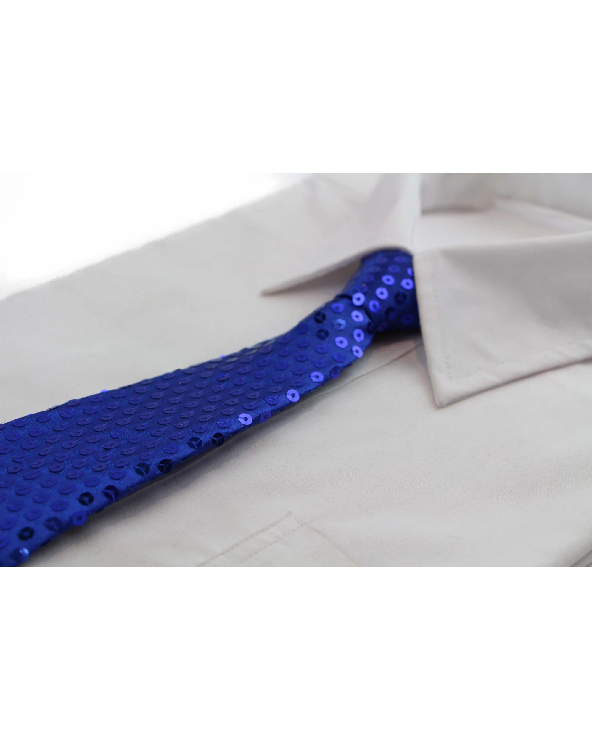 1 Zasel Teen Boys Kids Royal Blue Sequin Elastic Neck Tie, 1 of 2