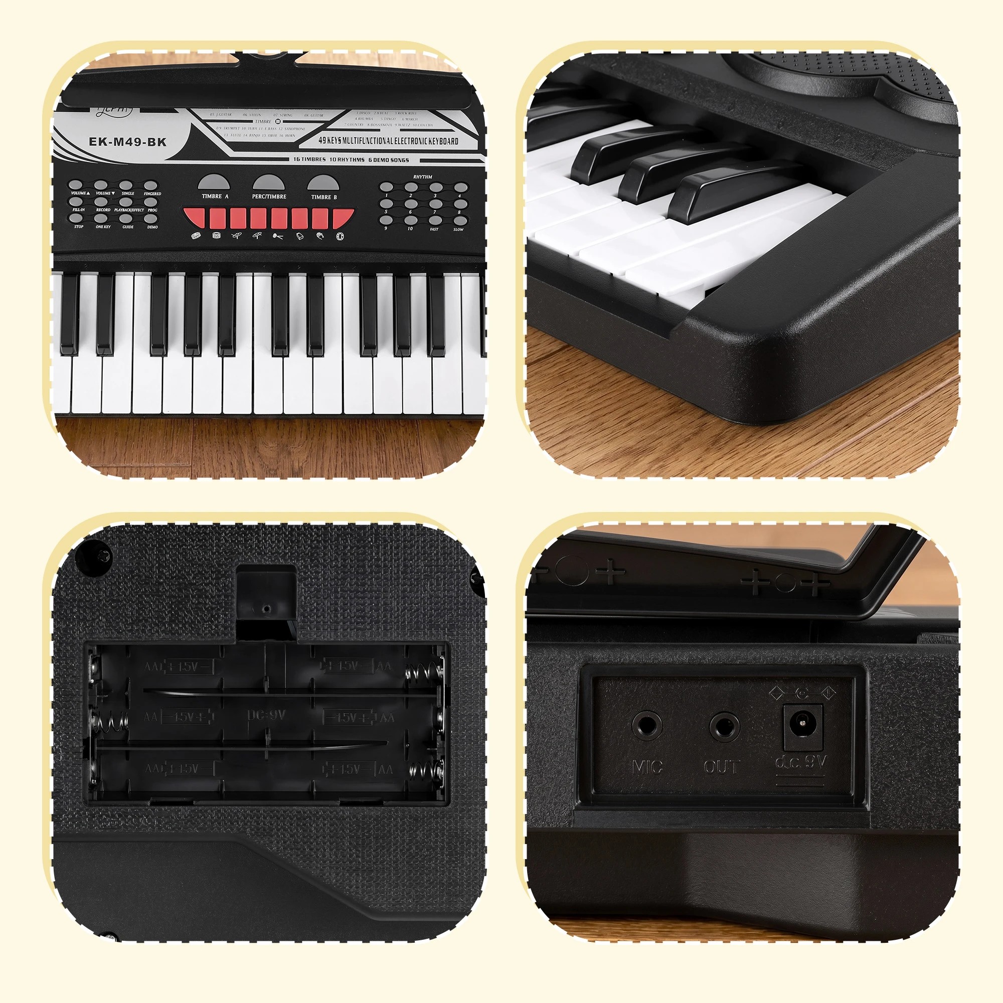 7 Alpha 49 Key Electronic Keyboard Portable Digital Piano Musical Instrument - Black, 7 of 7