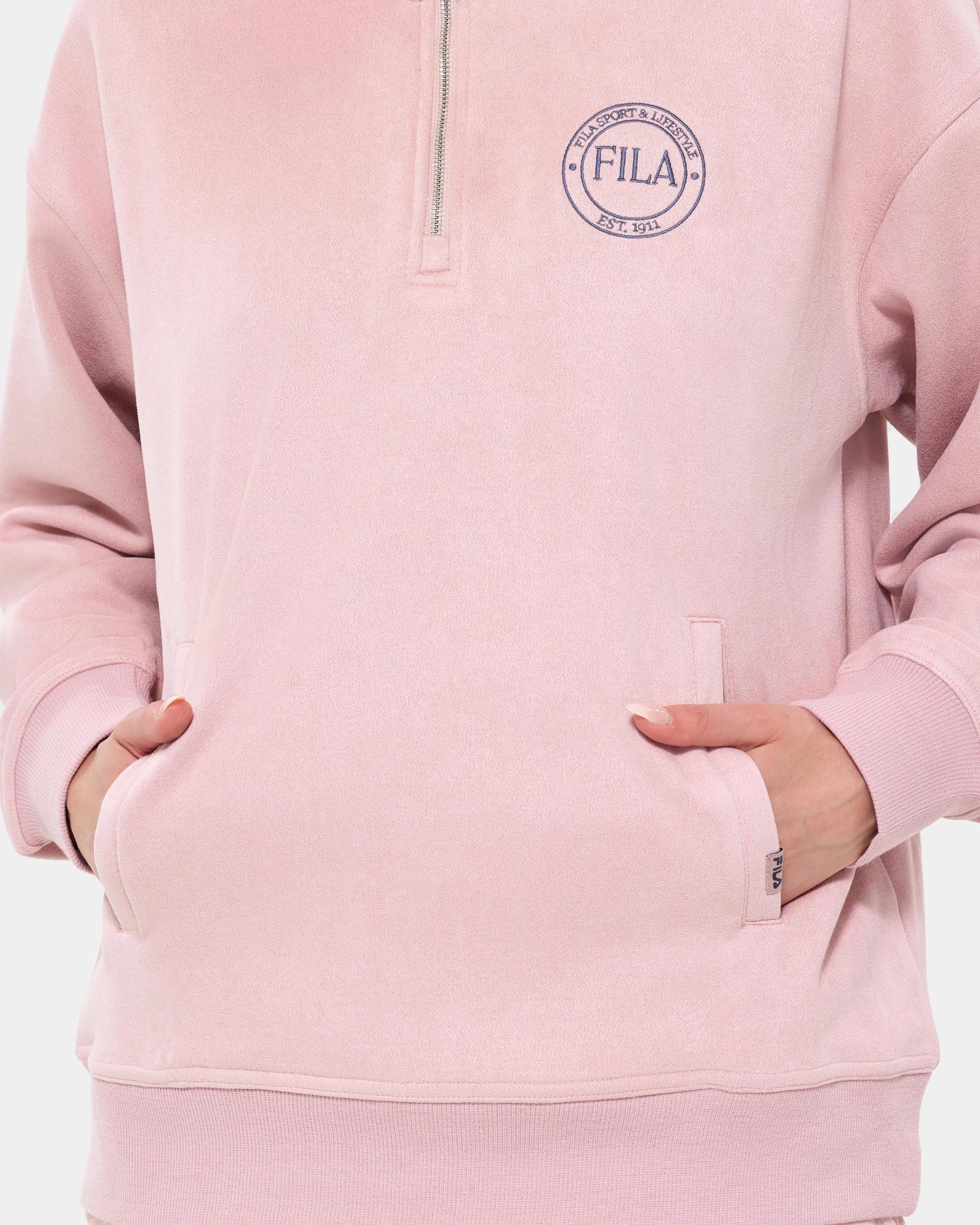 7 Fila Alba Quarter Zip Jumper DARK BLUSH, 7 of 7