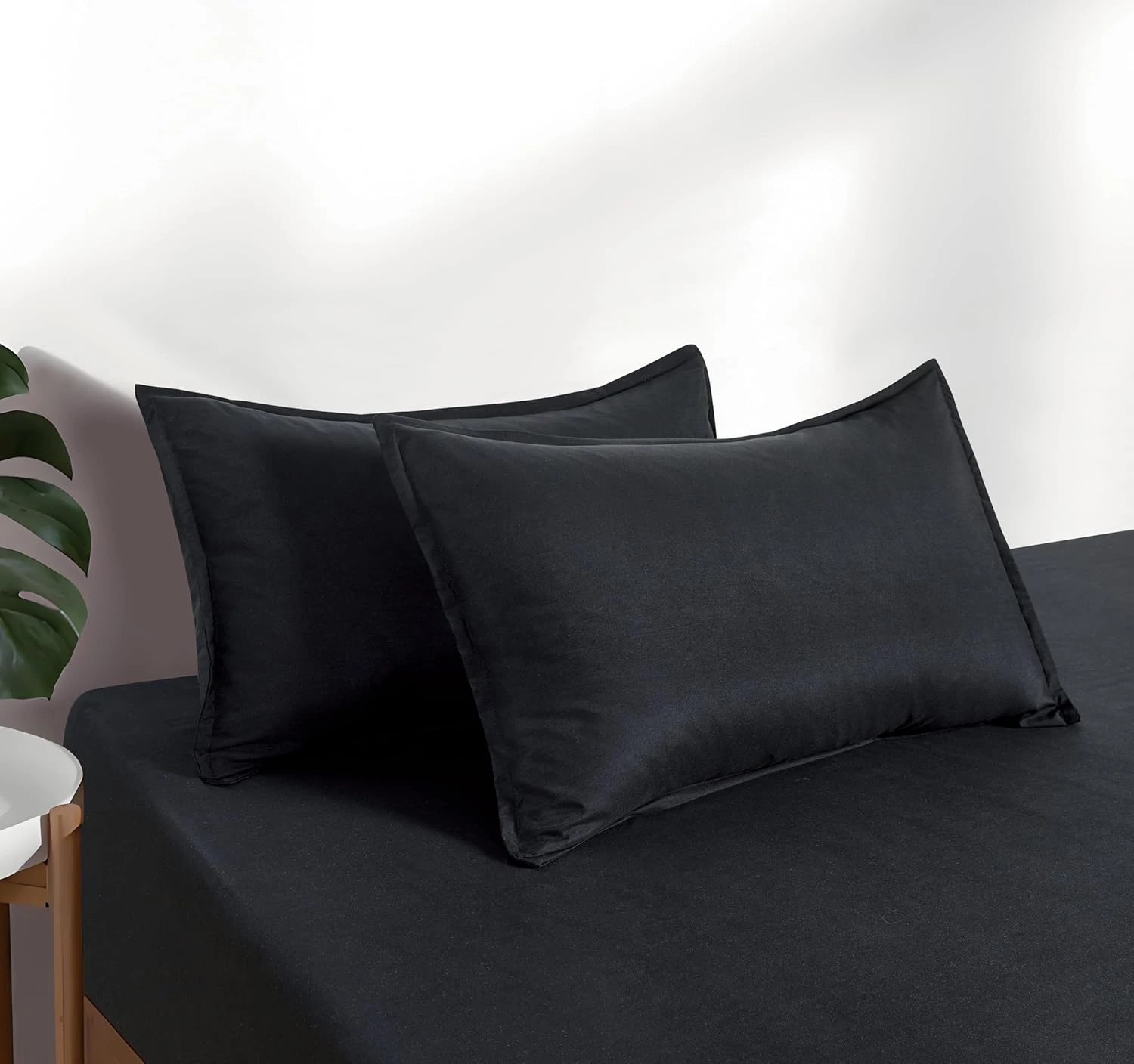 5 CleverPolly 100% Vintage Washed Microfibre Fitted Sheet Set - King Bed - Black, 5 of 6