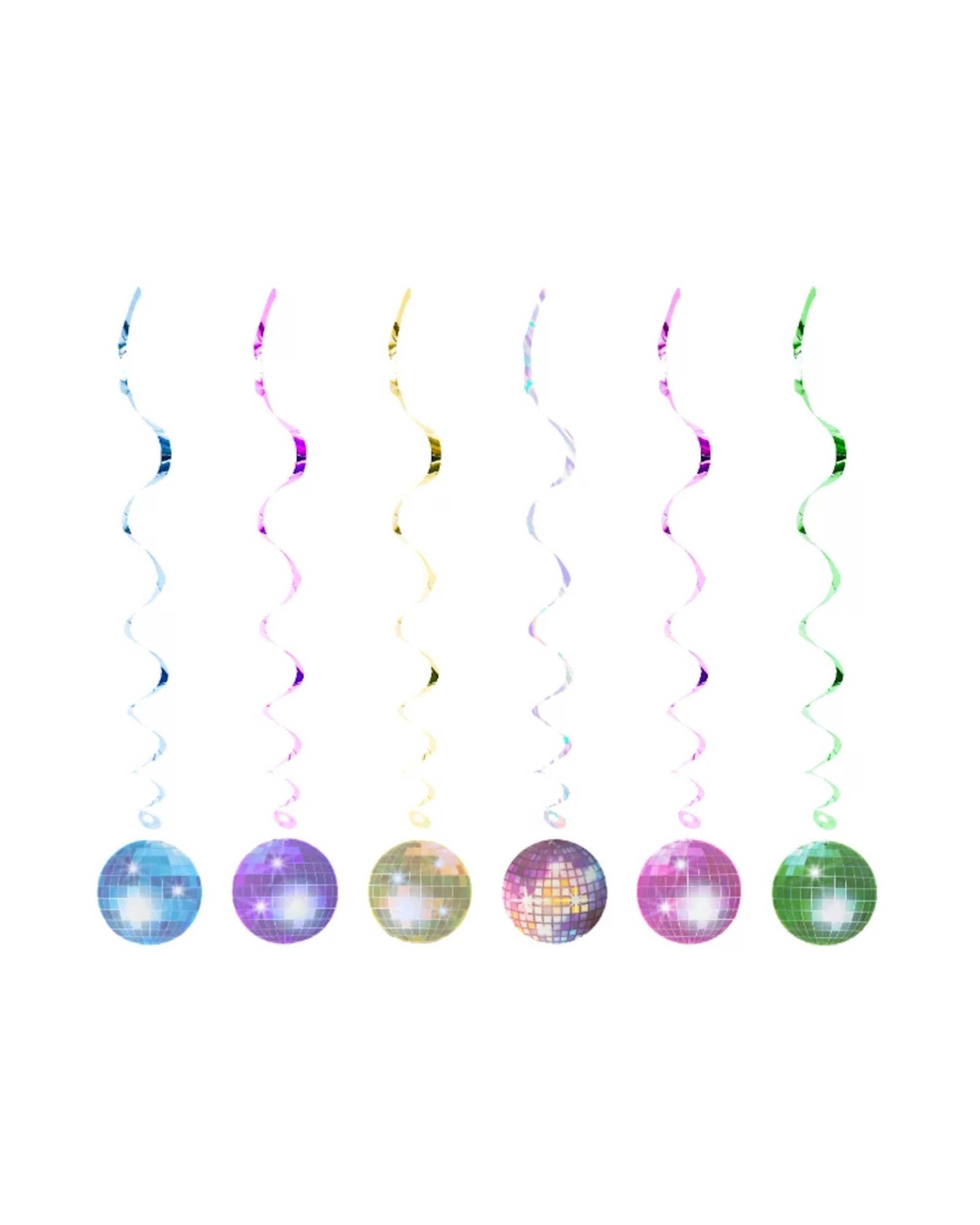1 Party Maker Multicoloured Disco Ball Swirl Decorations Pack of 6 - Assorted, 1 of 5