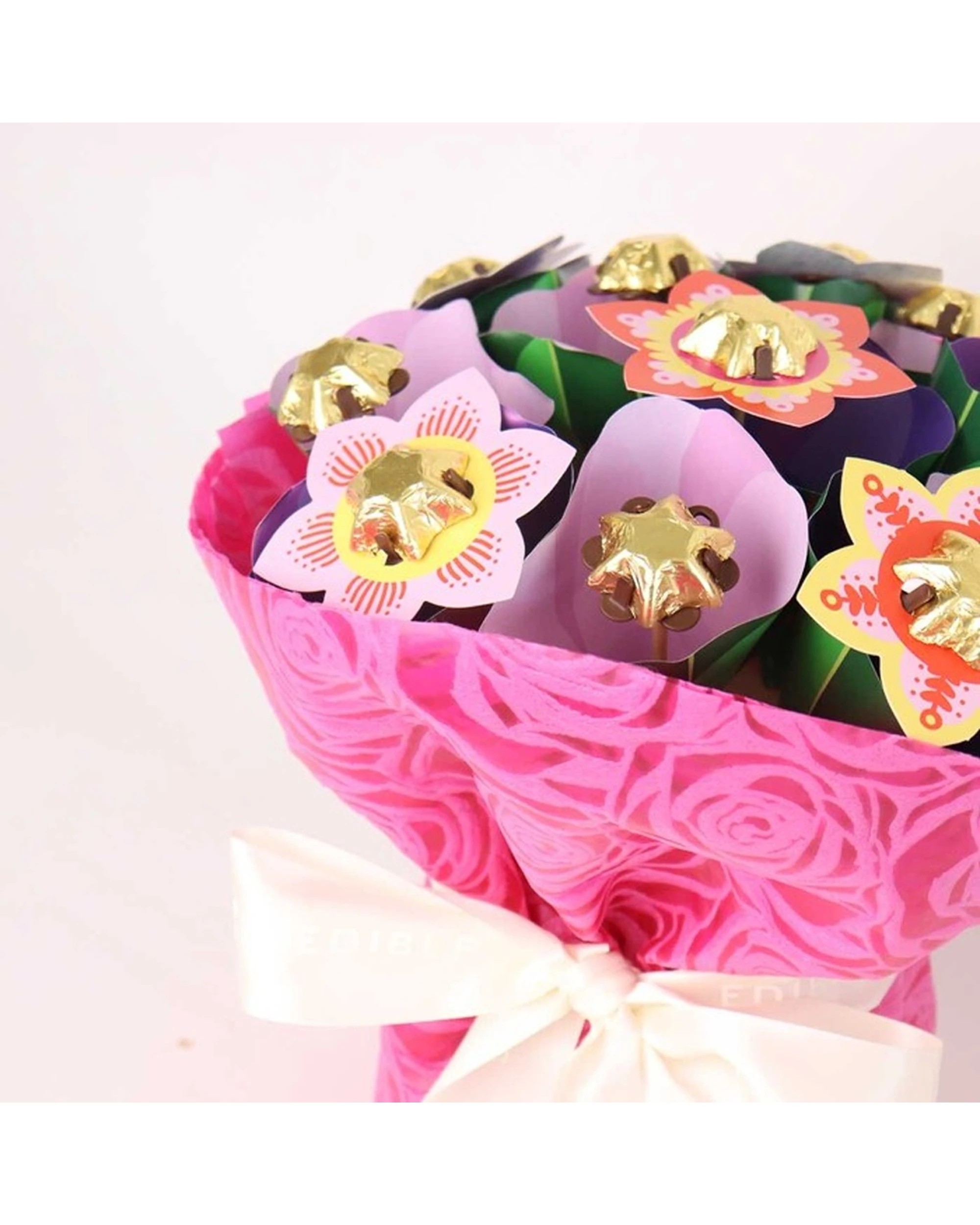 5 Edible Blooms Bright Flower Bouquet Small Milk Chocolates Gift - Multi, 5 of 5