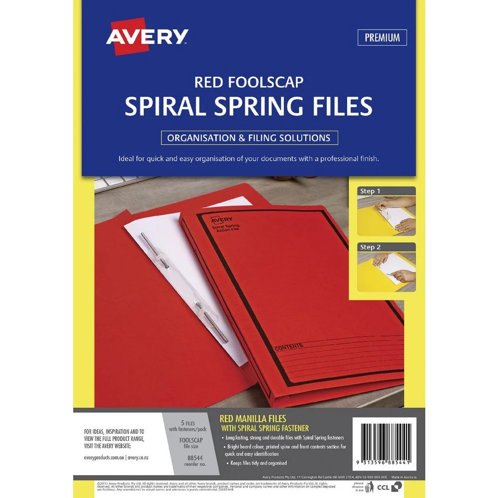 3 Avery Foolscap Spiral Spring Files Red 5 Pack, 3 of 6