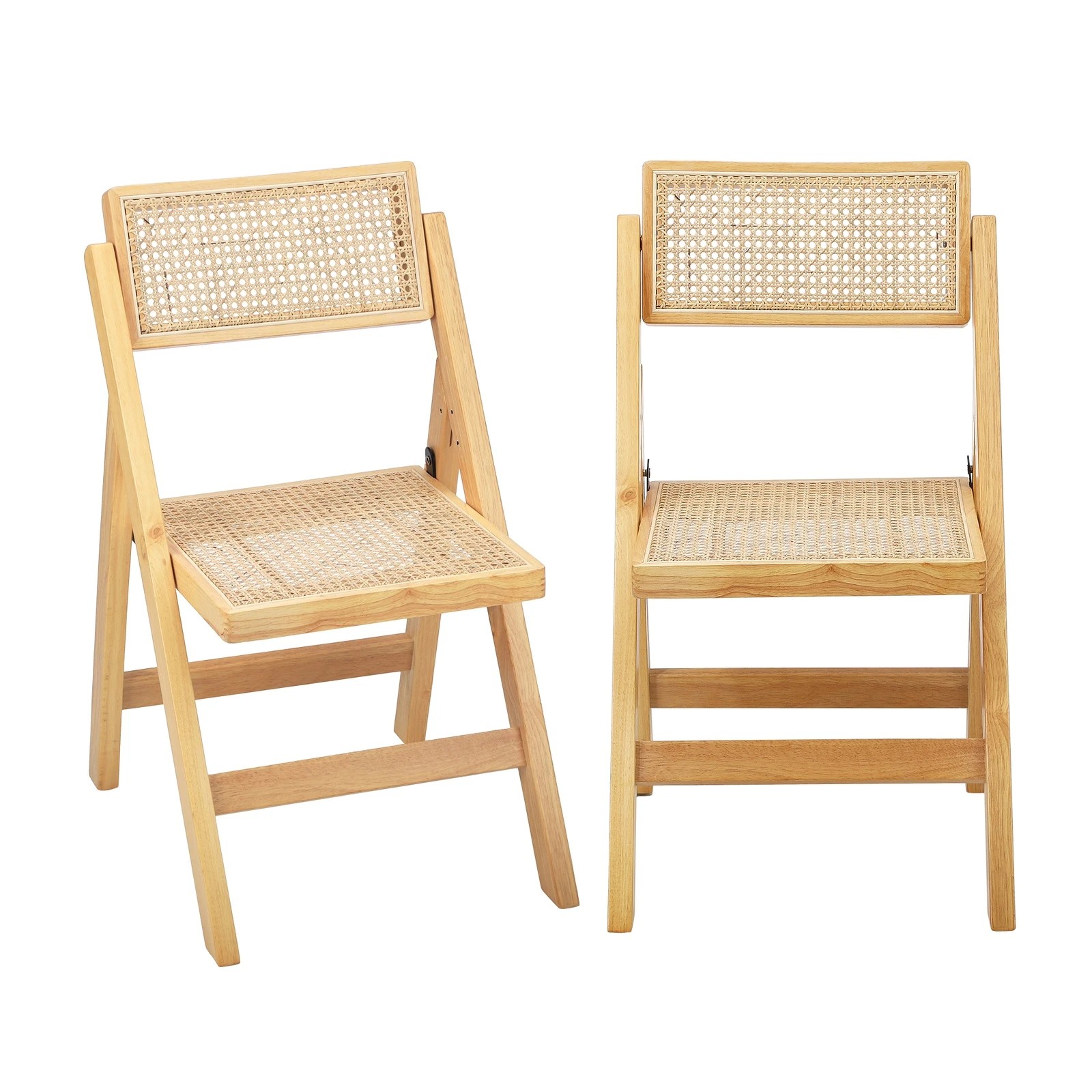 3 Oikiture 4x Dining Chairs Folding Rattan Chair Wooden Accent Chair - Natural, 3 of 9