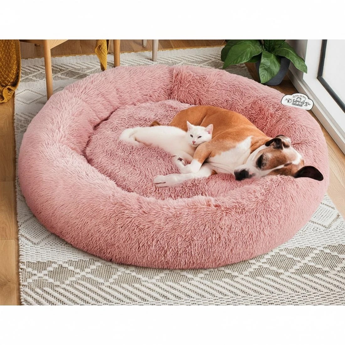 7 i.Pet Pet Bed Dog Cat 110cm Calming Extra Large Soft Plush - Pink, 7 of 7