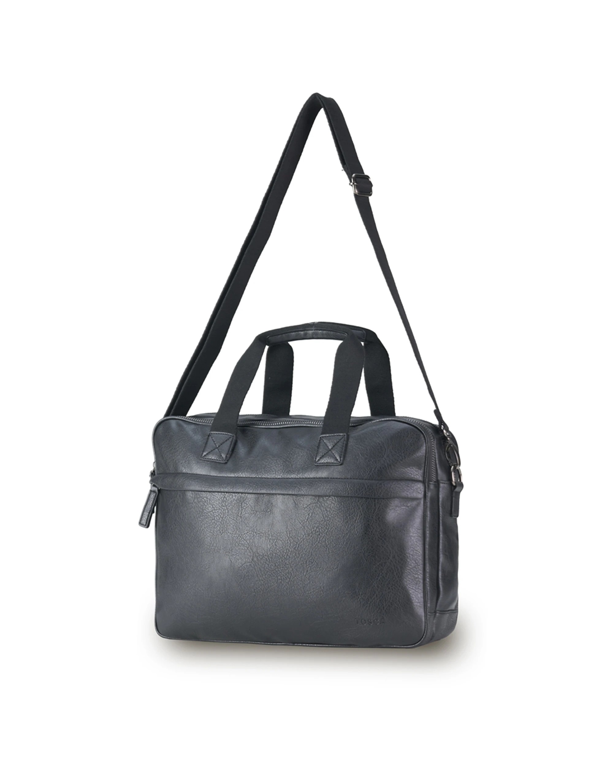 1 Tosca Vegan Leather Briefcase Adjustable Strap - Black, 1 of 3