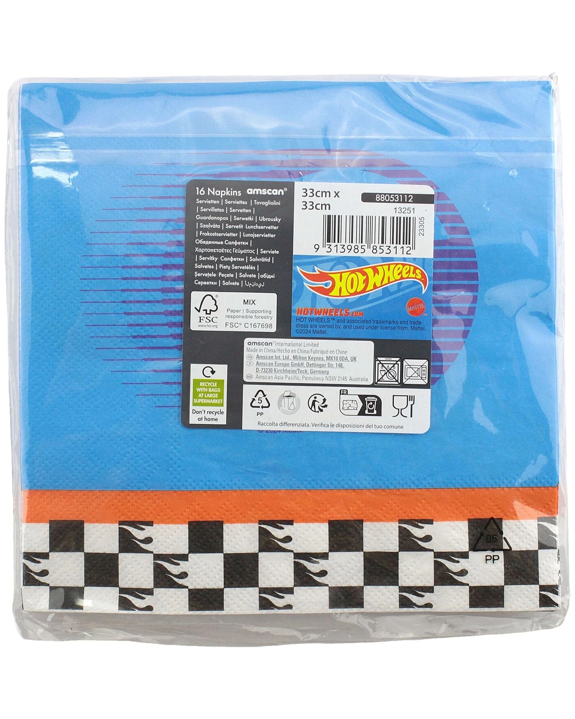 2 Hot Wheels Hot Wheels Speed Machines Large Napkins Serviettes Pack of 16, 2 of 2