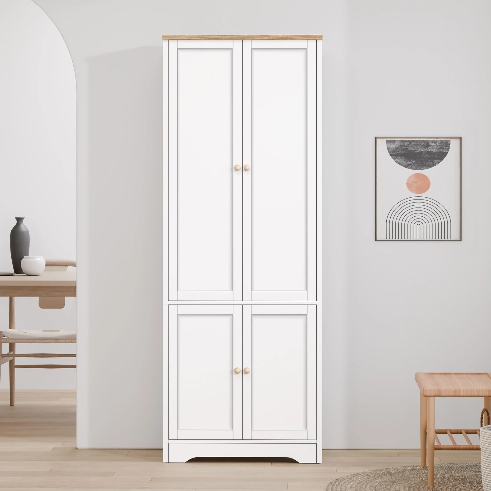 4 Alfordson Buffet Sideboard Cupboard Storage Cabinet Kitchen Hallway Doors - White, 4 of 10