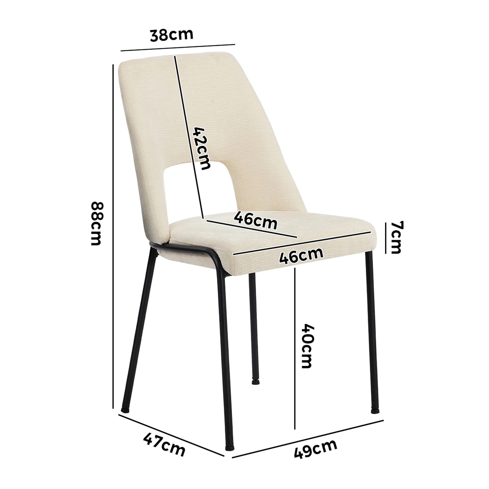 2 Oikiture 4x Dining Chairs Chenille Fabric Kitchen Side Chair - Beige - Beige, 2 of 9