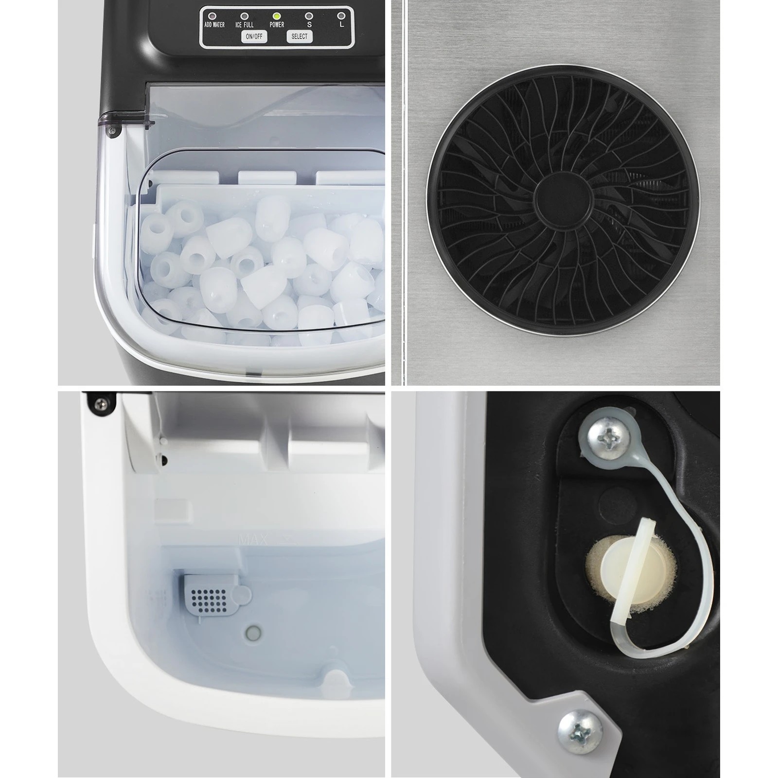 3 Vevare Portable Ice Maker Machine Ice Cube Tray 12kg Bar Countertop Stainless
 - Silver, 3 of 6