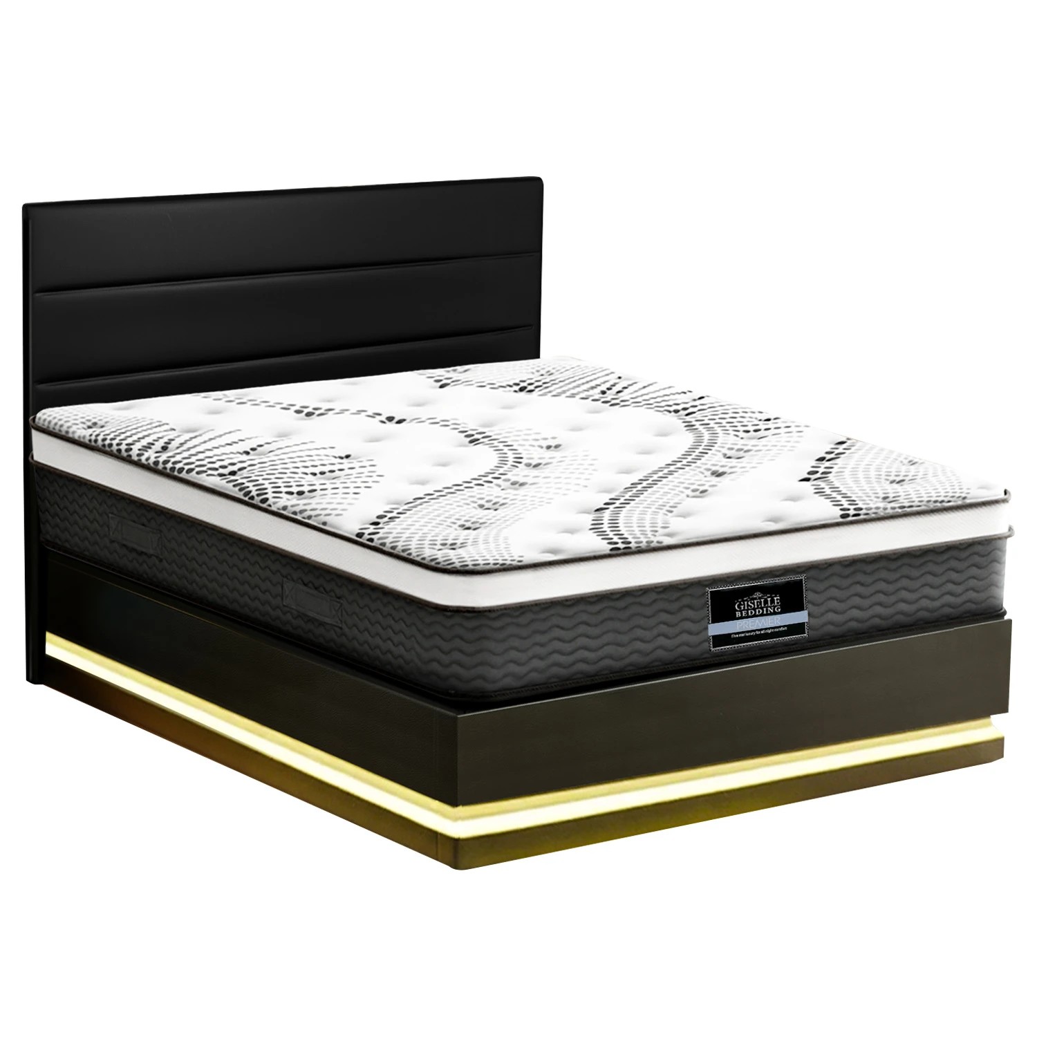 1 Artiss RGB LED Queen Bed Frame with 32cm Giselle Mattress Set - Multi, 1 of 10
