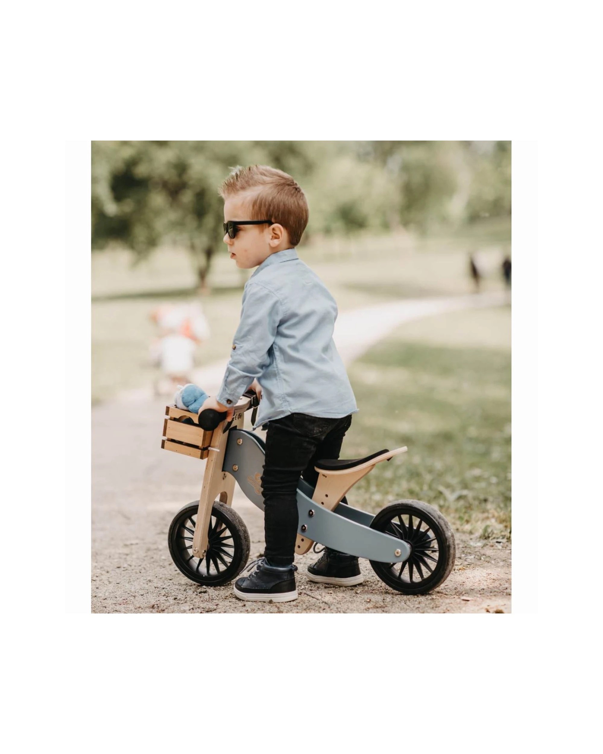 4 Kinderfeets 72cm Wood Tiny Tot Plus Bike Trike Kids Ride-on Toy Slate Blue 18m Plus - Blue, 4 of 6