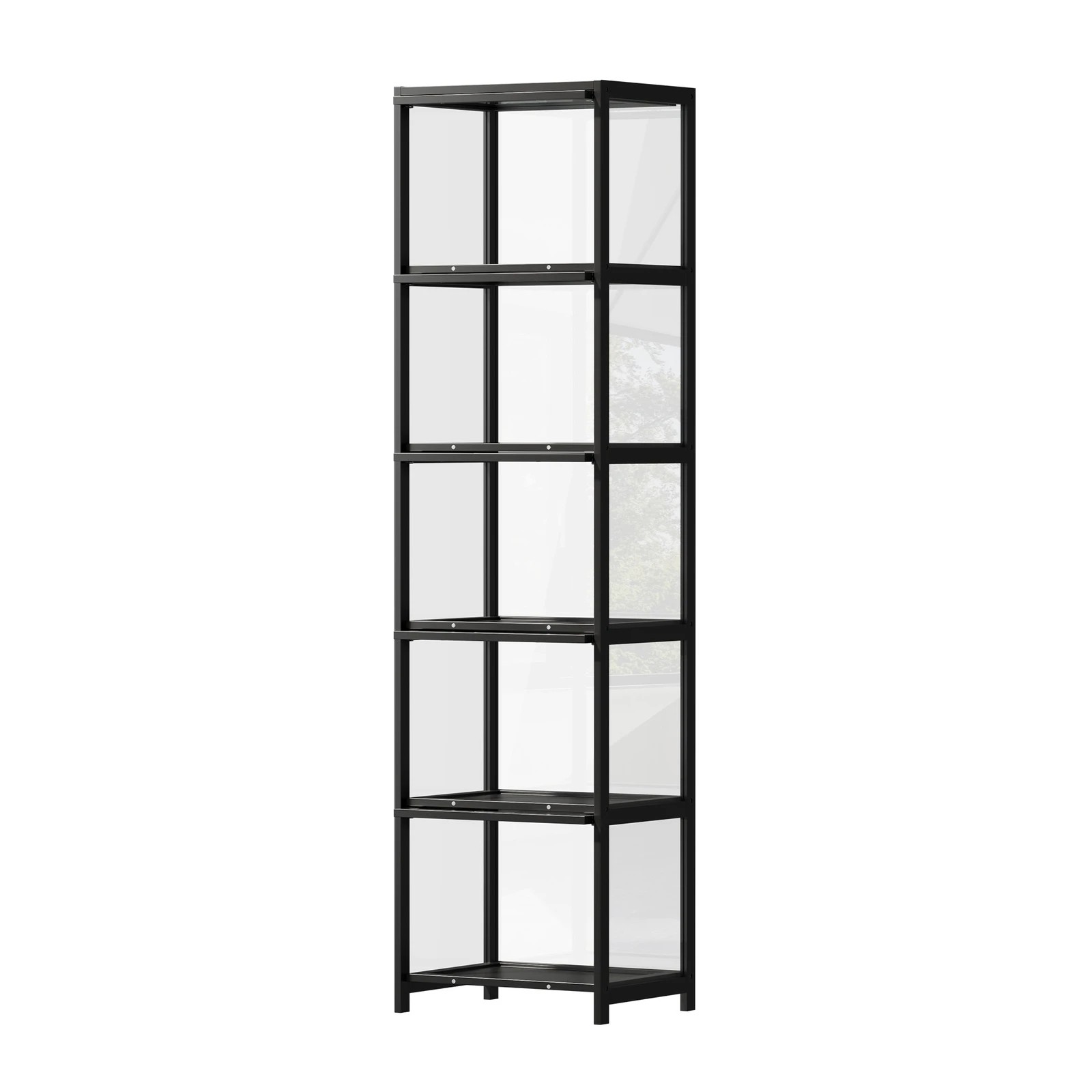 7 Oikiture Display Cabinet Storage 5-Tier Shelves Bookcase Clear Stand Rack - Black, 7 of 8